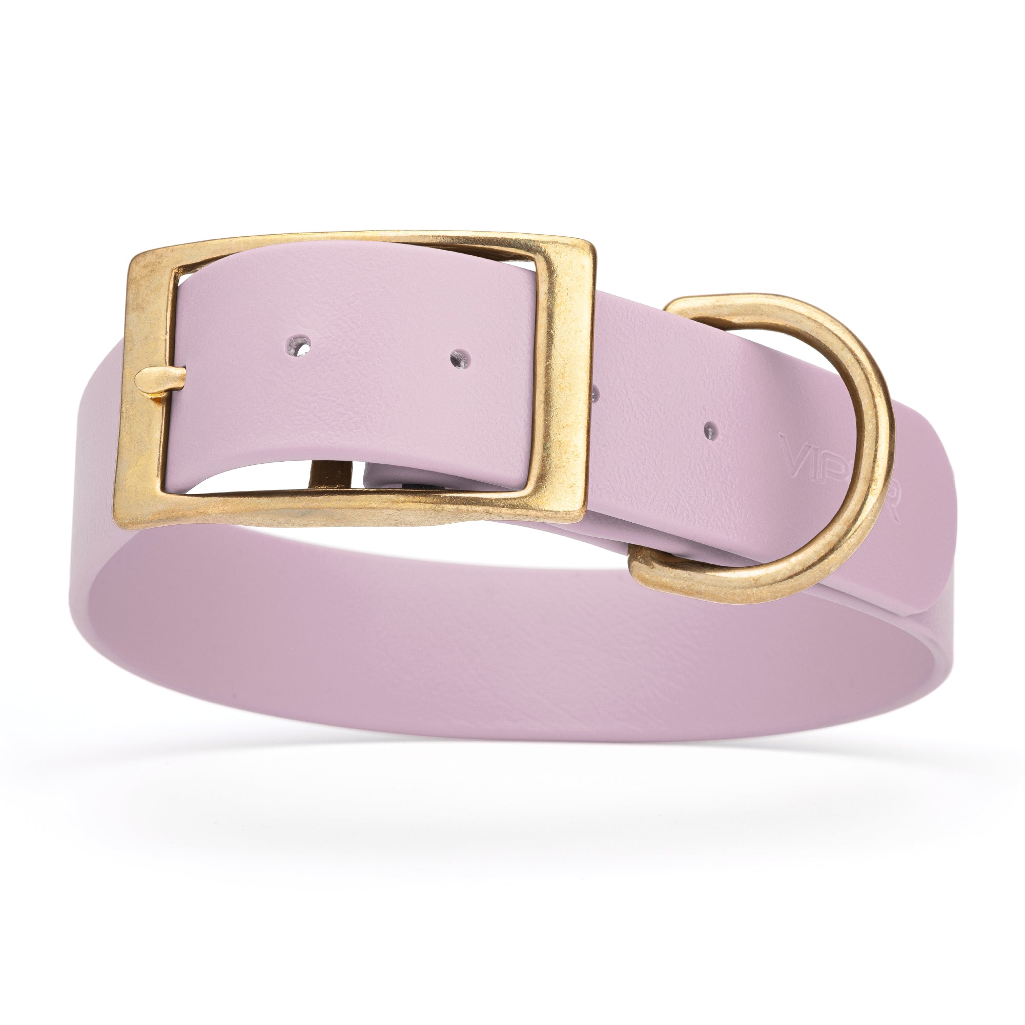 Pastel Purple waterproof collar for large dogs with brass buckle and D-ring, made from Biothane, size XL, 1.5-inch wide
