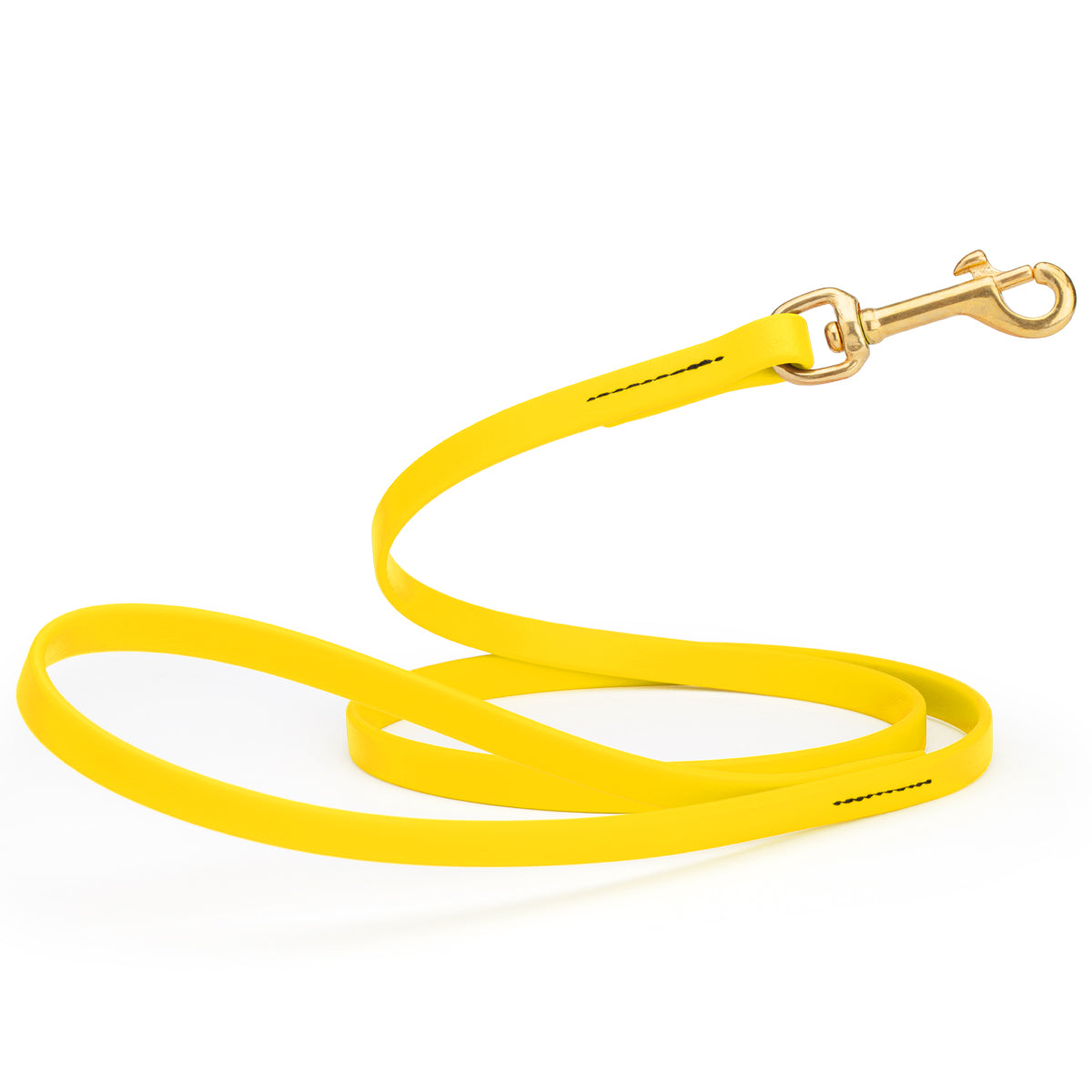 4ft dog leash made from waterproof Biothane, brass swivel clip, 1/2 inch wide, Lemon Yellow