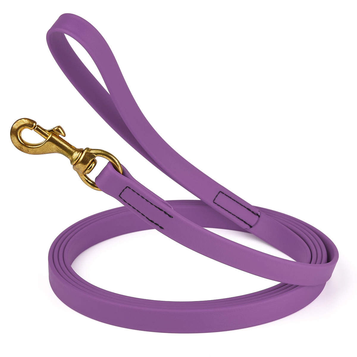 20 ft dog leash with brass snap hook, 3/4in wide, made from waterproof Biothane, Amethyst Purple