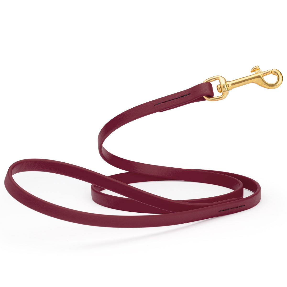 4ft dog leash made from waterproof Biothane, brass swivel clip, 1/2 inch wide, Merlot Burgundy
