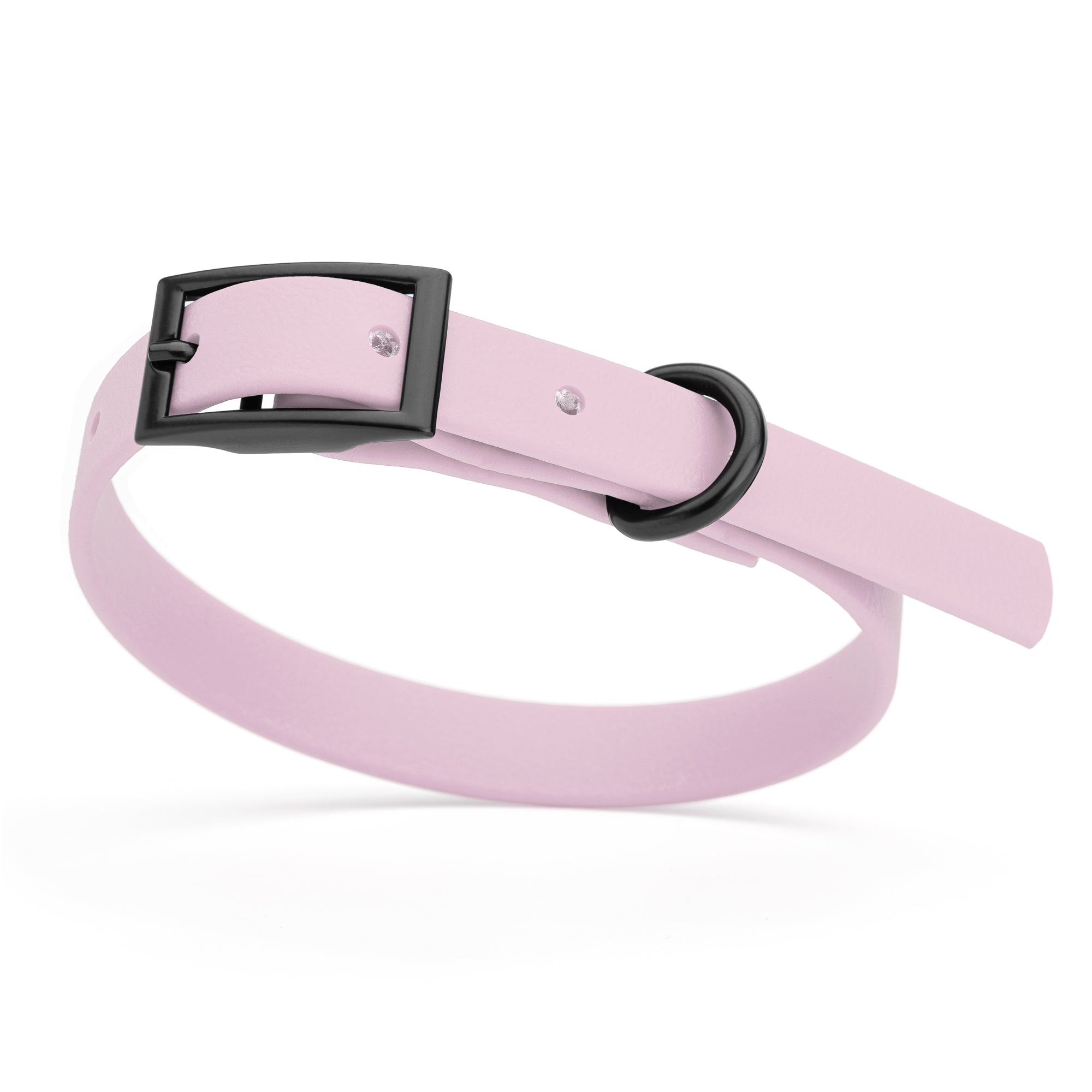 Pastel Purple dog collar with black buckle and D-ring, made from waterproof Biothane, x-small
