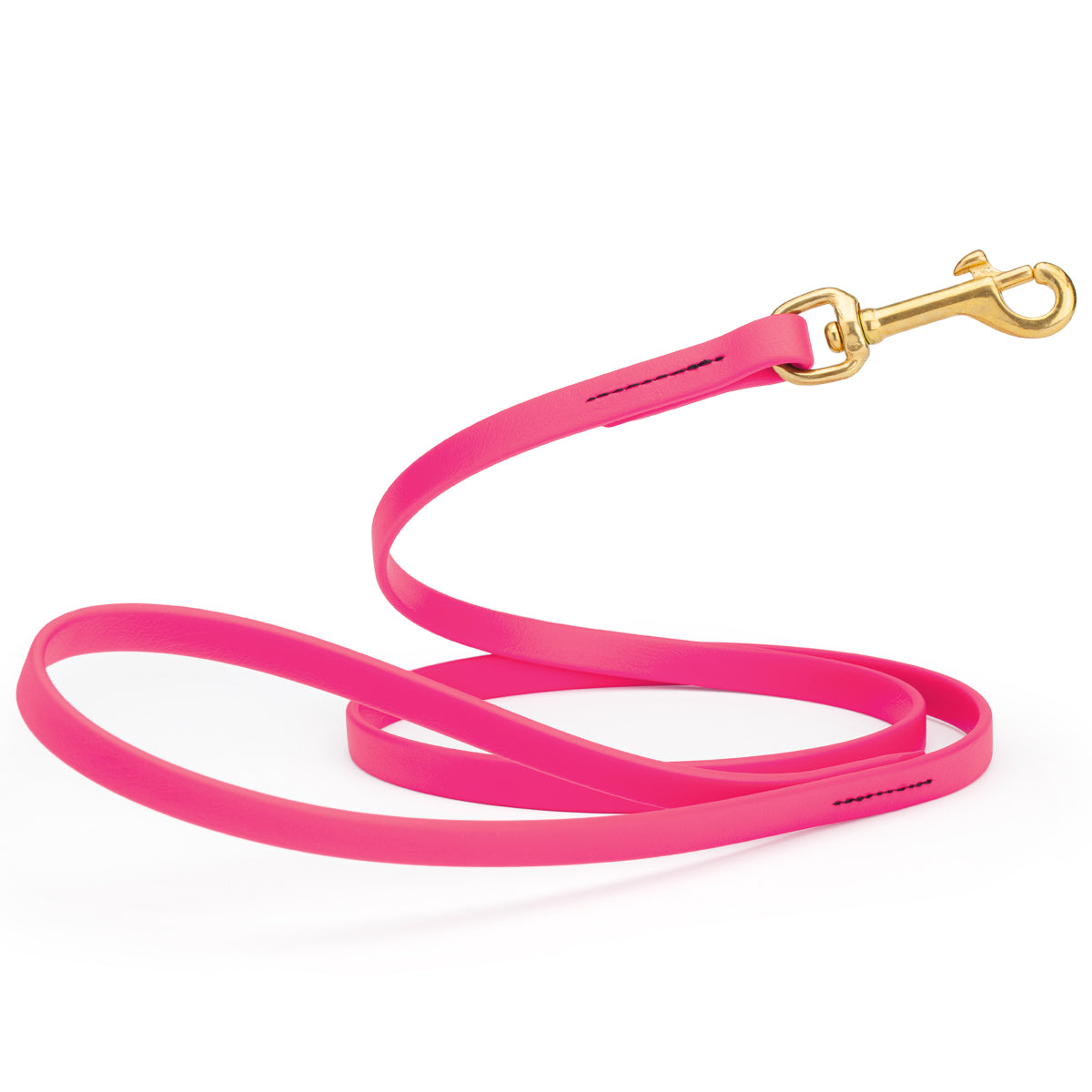 4ft dog leash made from waterproof Biothane, brass swivel clip, 1/2 inch wide, Passionfruit Pink