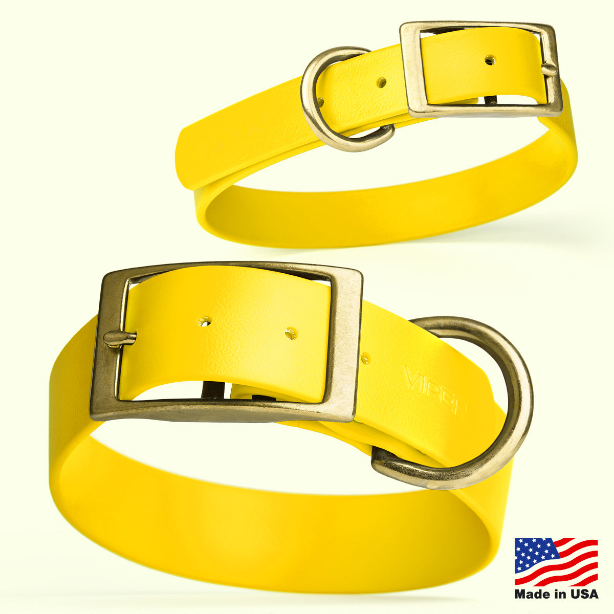 Viper Biothane Waterproof Dog Collar - Brass Hardware - 1.5in Wide, Size L (16 to 20 inches)
