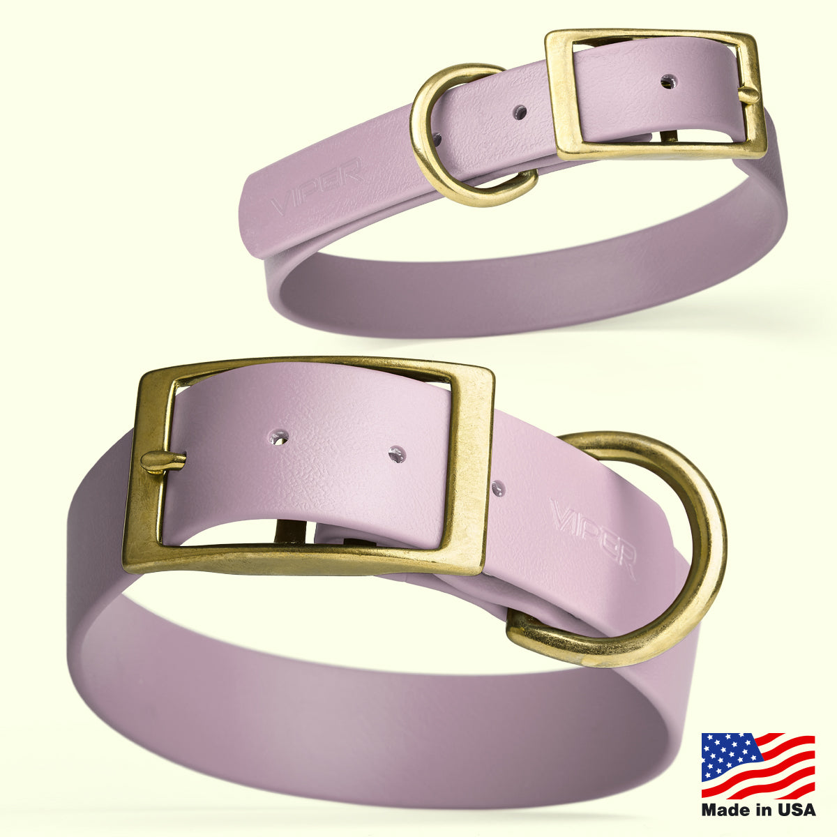 Viper Biothane Waterproof Dog Collar - Brass Hardware - 1.5in Wide, Size XXL (24 to 28 inches)