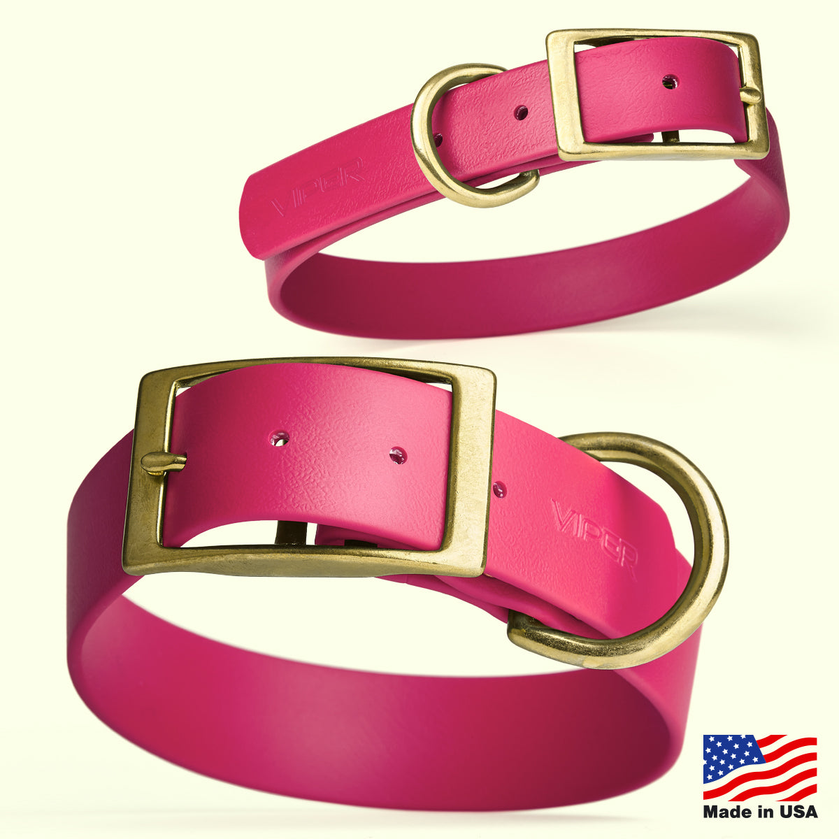 Viper Biothane Waterproof Dog Collar - Brass Hardware - Size XL (22 to 25 inches)