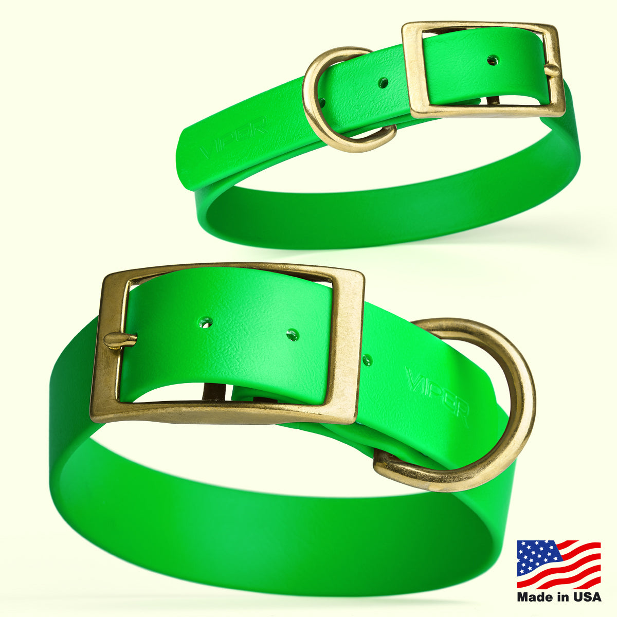 Viper Biothane Waterproof Dog Collar - Brass Hardware - Size XS (9 to 12 inches)