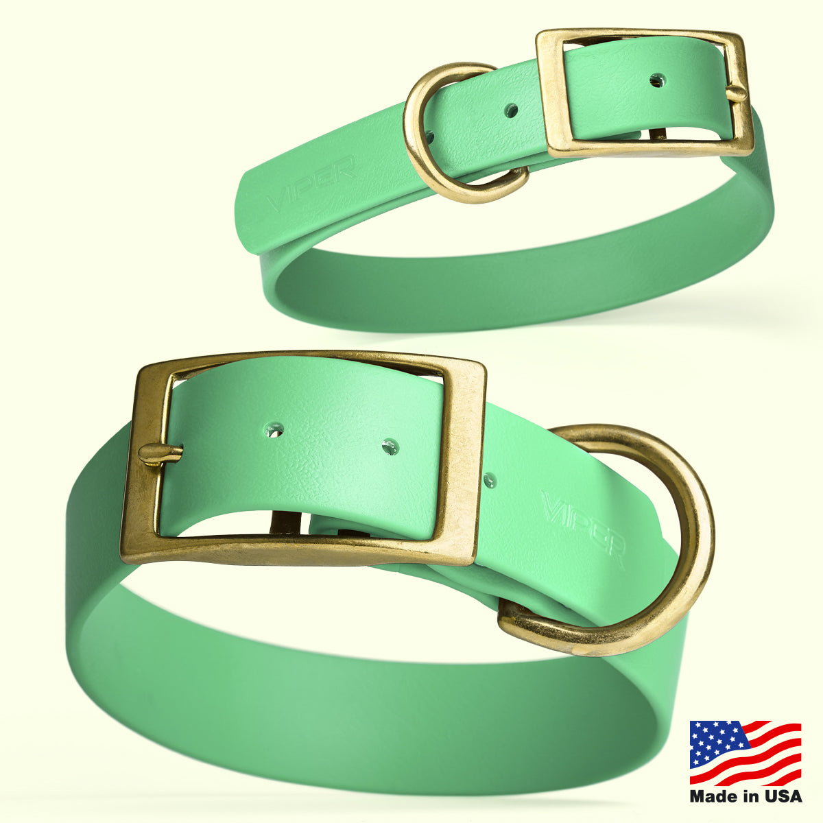 Viper Biothane Waterproof Dog Collar - Brass Hardware - Size M (15 to 18 inches)