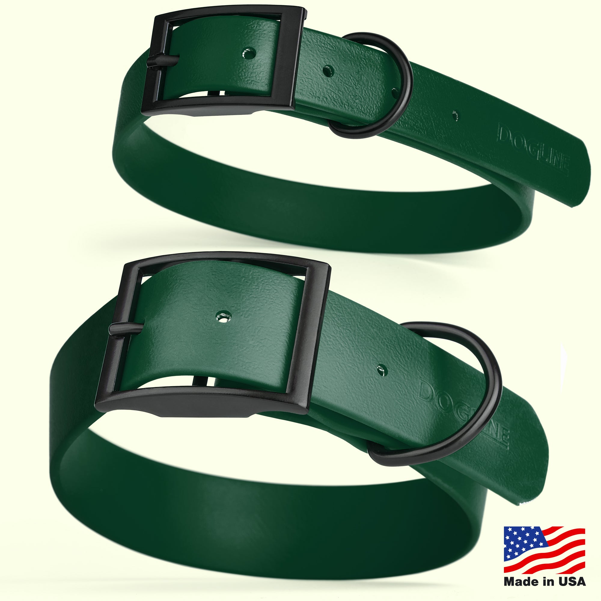 Dogline Biothane Waterproof Dog Collar with Black Hardware - Size L (18 to 22 inches)