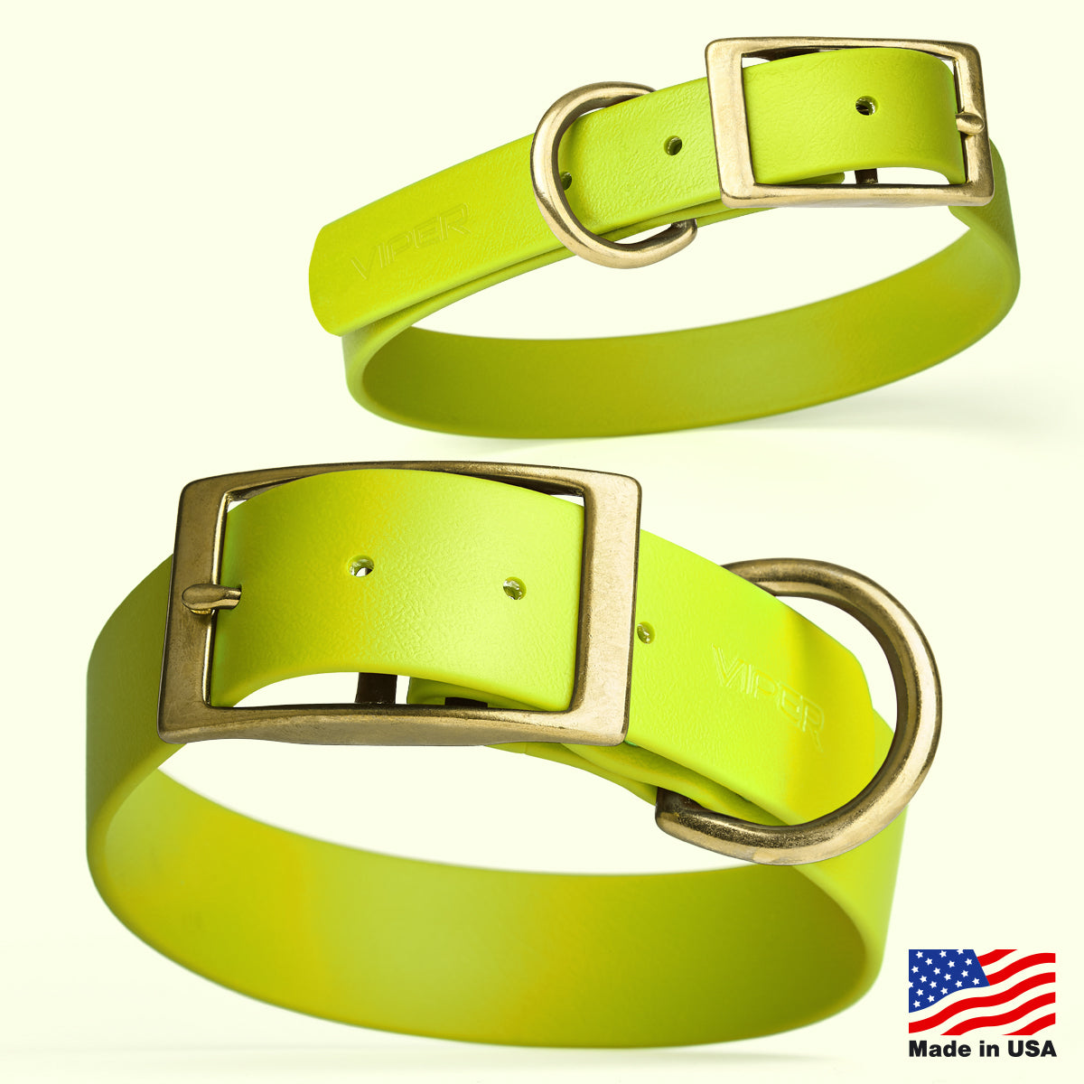 Viper Biothane Waterproof Dog Collar - Brass Hardware - Size L (18 to 22 inches)