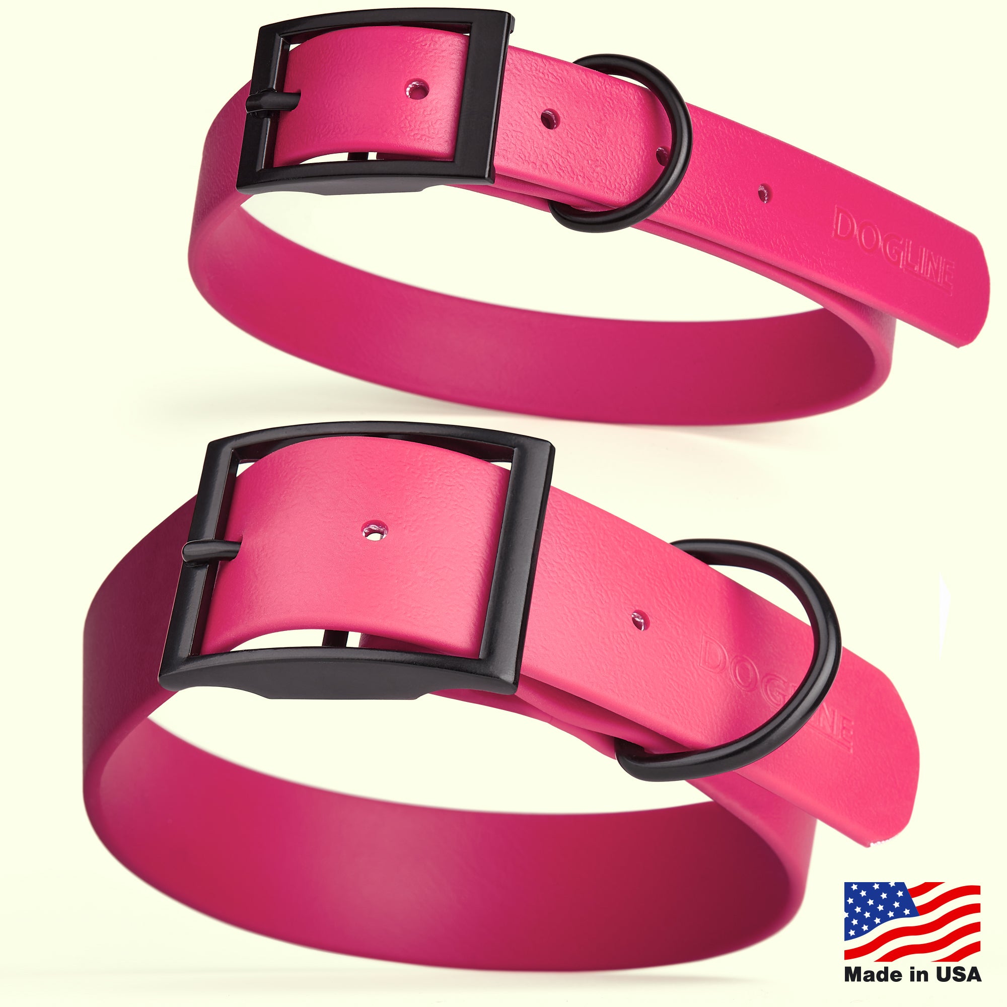 Dogline Biothane Waterproof Dog Collar with Black Hardware - Size M (15 to 18 inches)