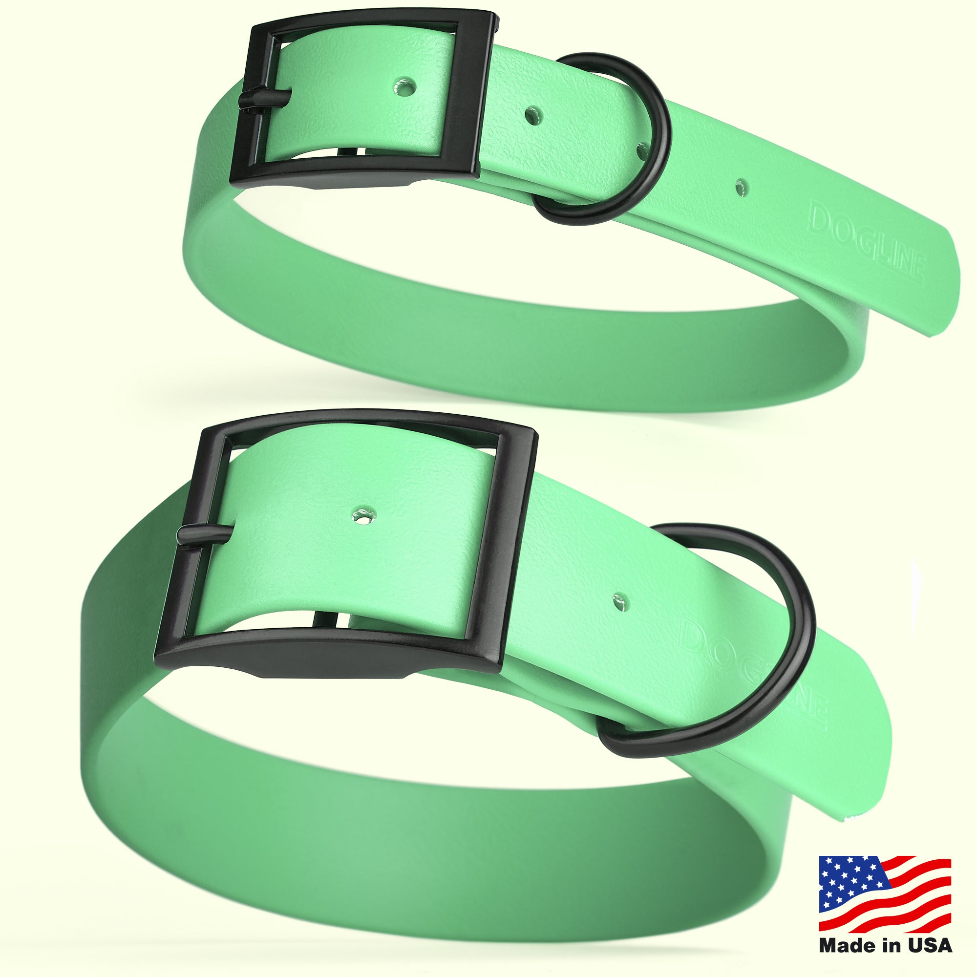 Dogline Biothane Waterproof Dog Collar with Black Hardware - 1.5" Wide, Size L (16 to 20 inches)