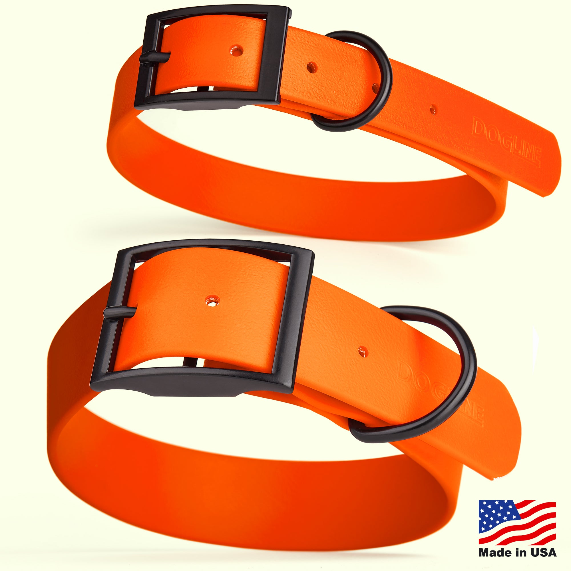 Dogline Biothane Waterproof Dog Collar with Black Hardware - 1.5" Wide, Size XXL (24 to 28 inches)