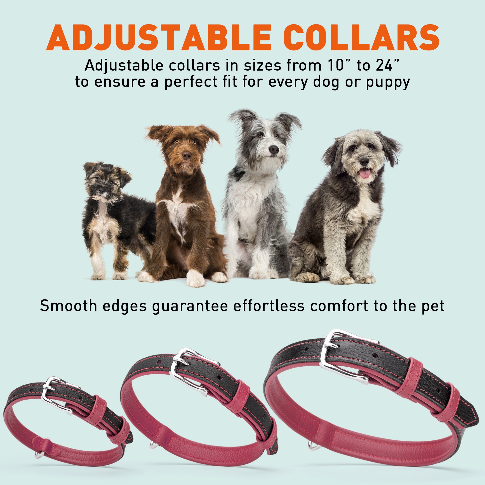 Dogline Soft Leather Dual-Color Flat Dog Collar