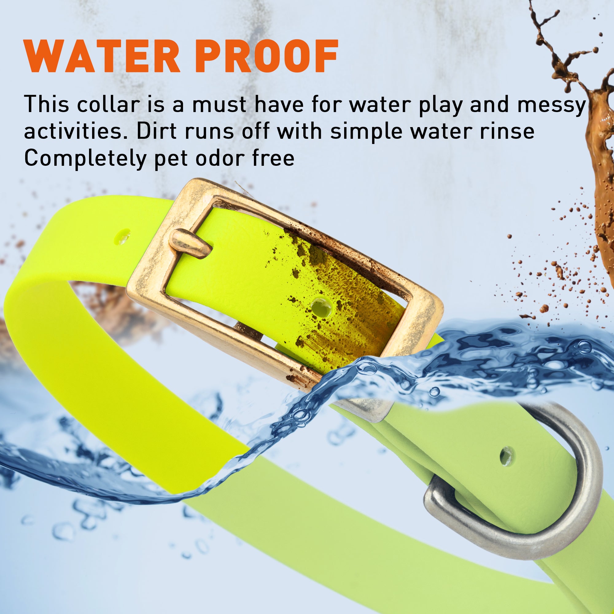 Viper Biothane Waterproof Dog Collar - Brass Hardware - Size S (12 to 15 inches)