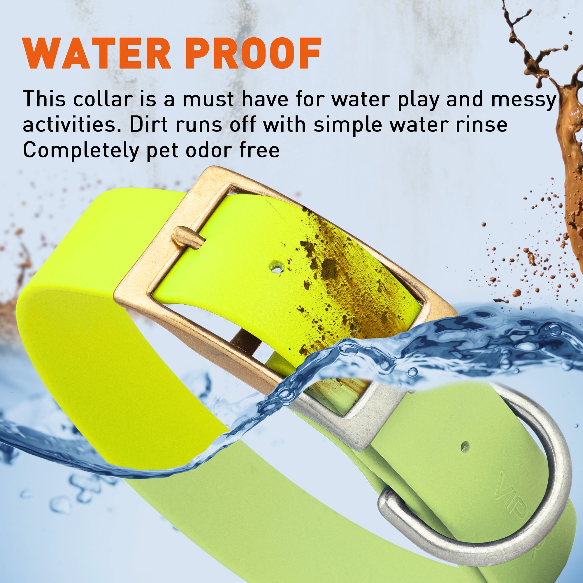 Viper Biothane Waterproof Dog Collar - Brass Hardware - 1.5in Wide, Size XL (20 to 24 inches)
