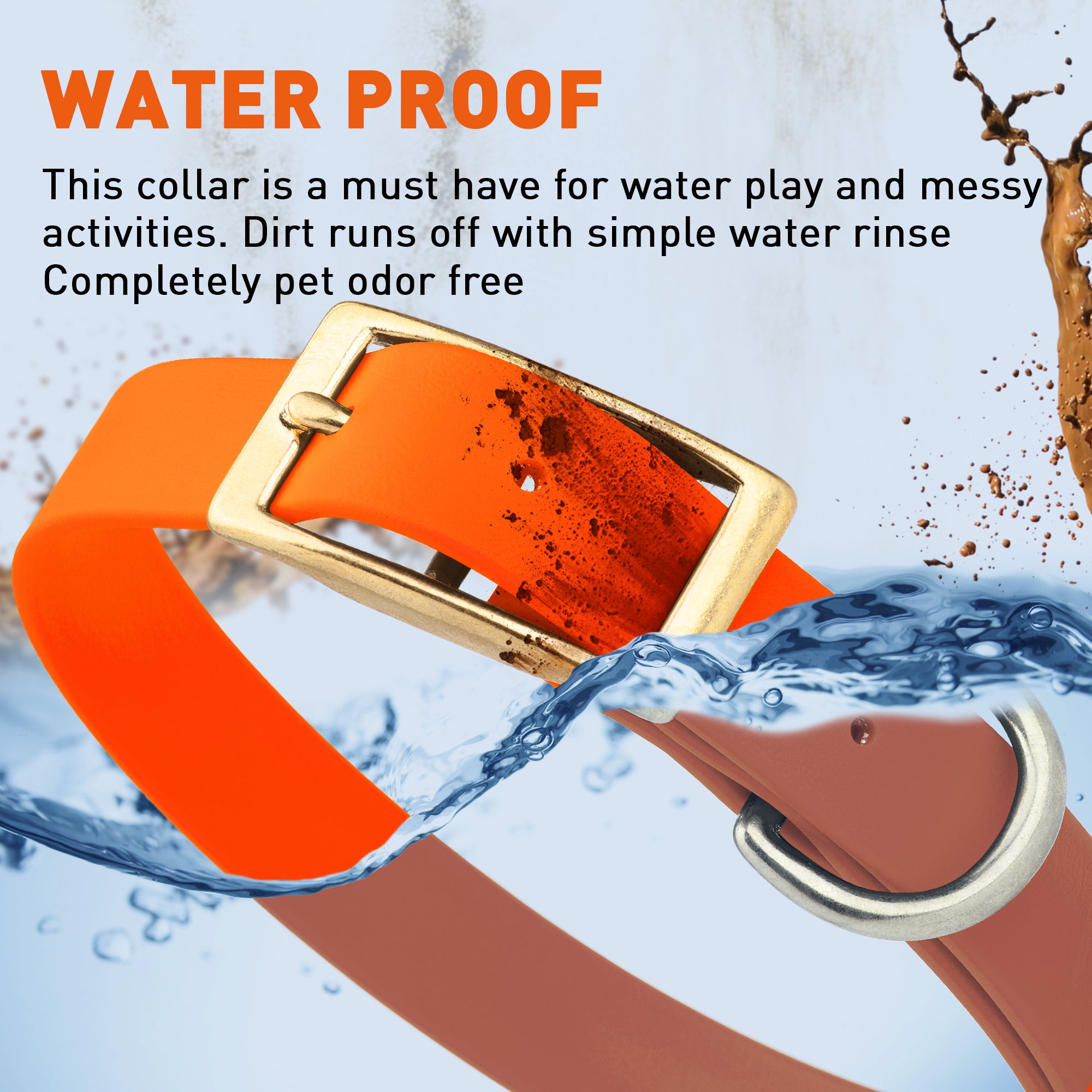 Viper Biothane Waterproof Dog Collar - Brass Hardware - Size L (18 to 22 inches)