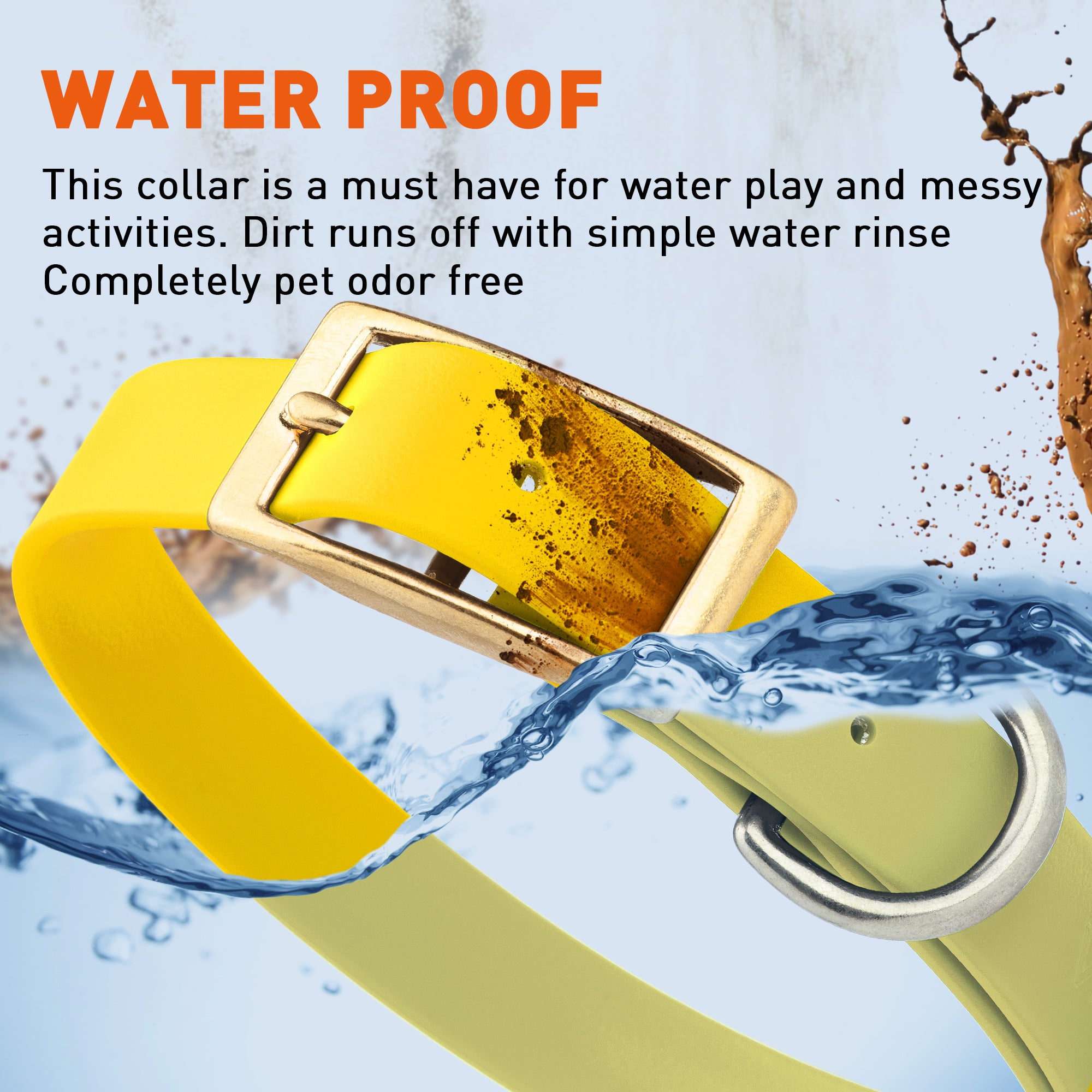 Viper Biothane Waterproof Dog Collar - Brass Hardware - Size XL (22 to 25 inches)
