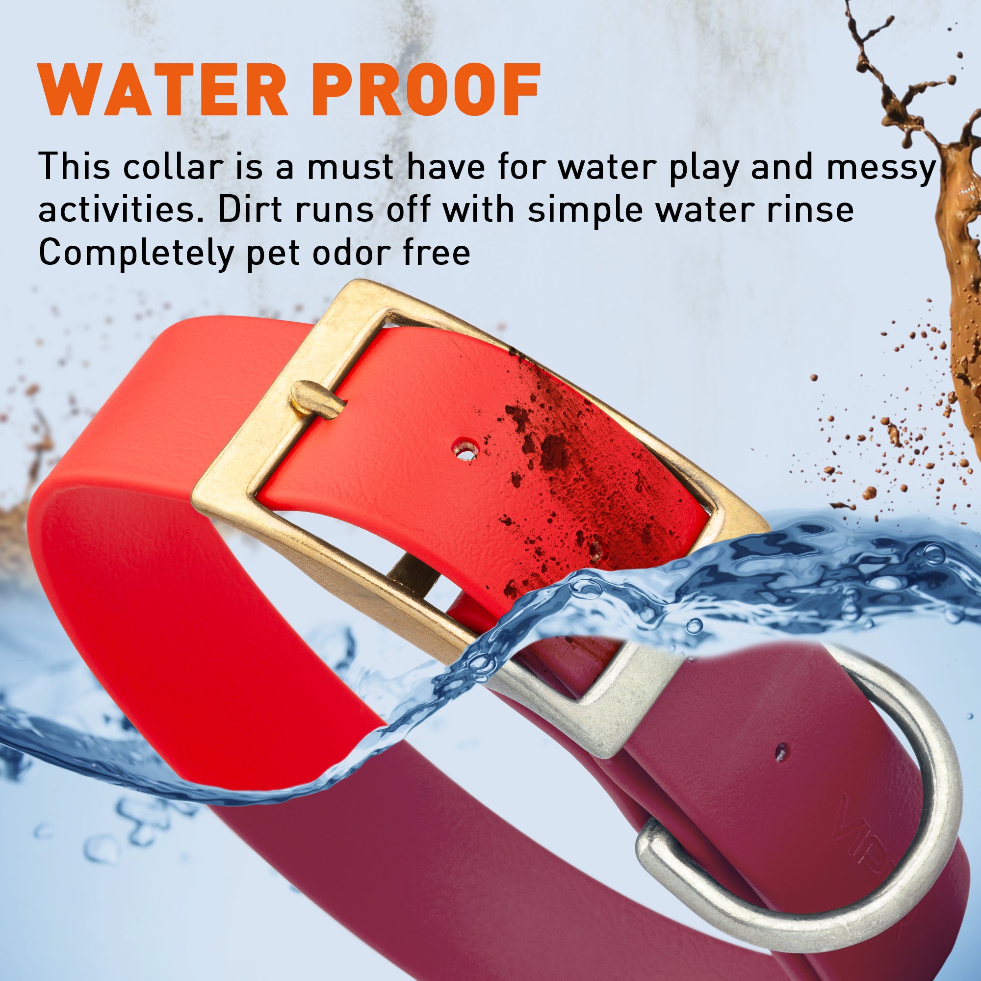 Viper Biothane Waterproof Dog Collar - Brass Hardware - 1.5in Wide, Size XXL (24 to 28 inches)
