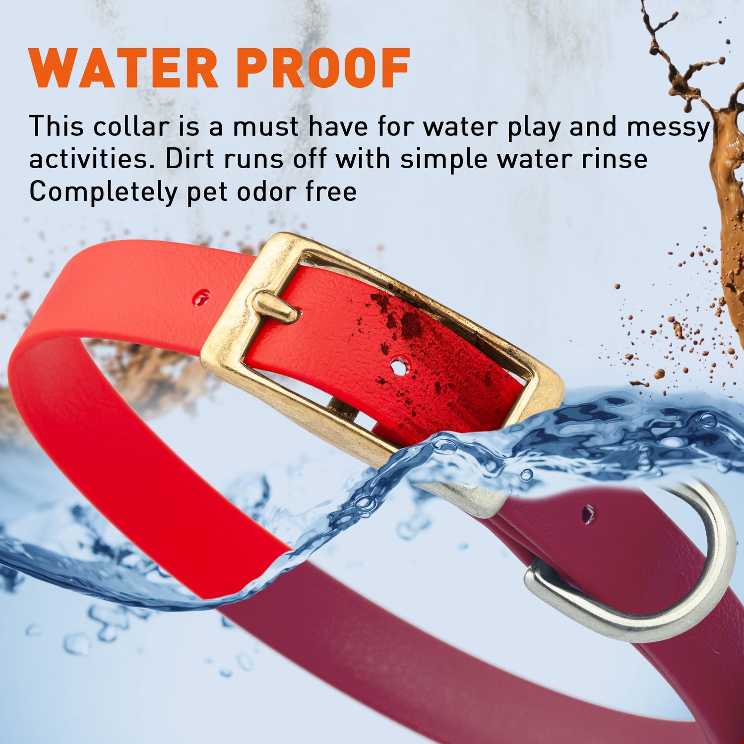 Viper Biothane Waterproof Dog Collar - Brass Hardware - Size M (15 to 18 inches)