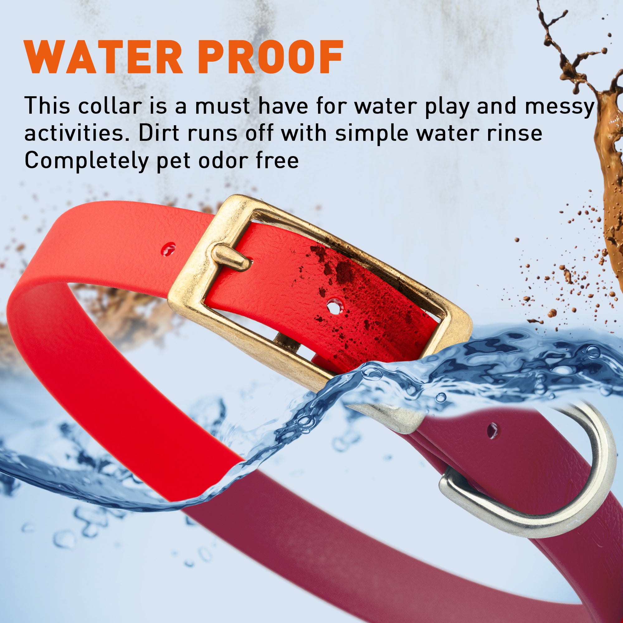 Viper Biothane Waterproof Dog Collar - Brass Hardware - Size M (15 to 18 inches)