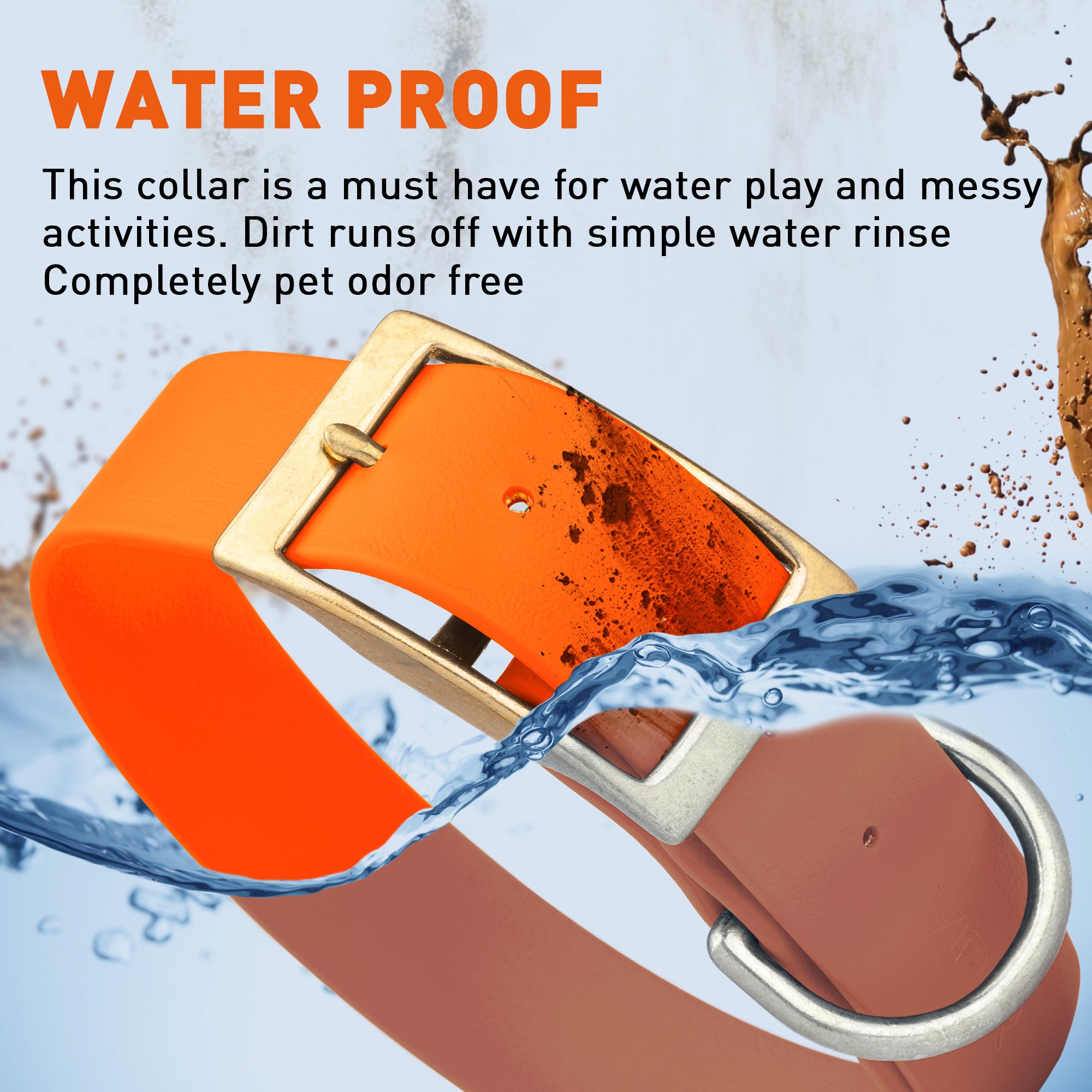 Viper Biothane Waterproof Dog Collar - Brass Hardware - 1.5in Wide, Size L (16 to 20 inches)