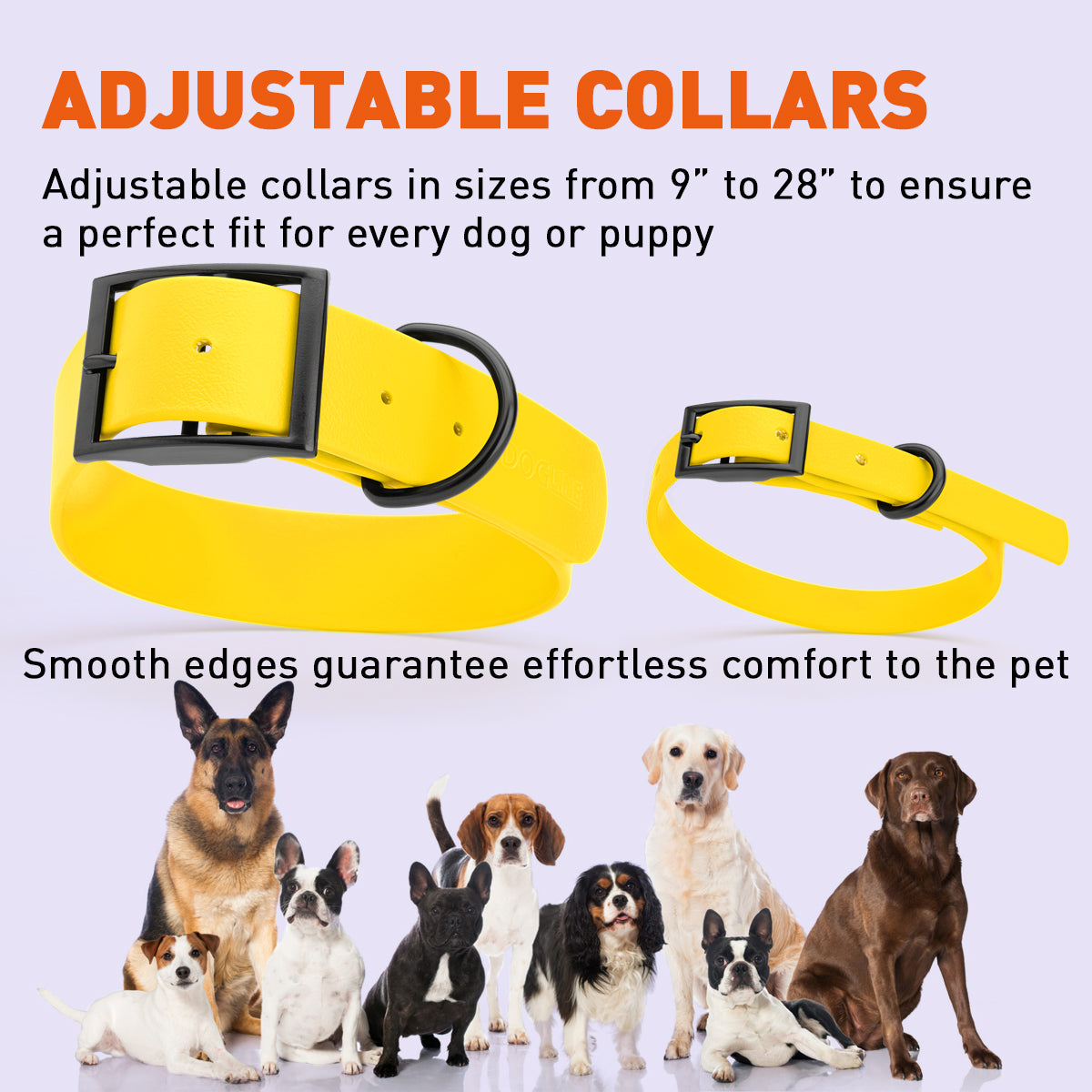 Dogline Biothane Waterproof Dog Collar with Black Hardware - Size L (18 to 22 inches)