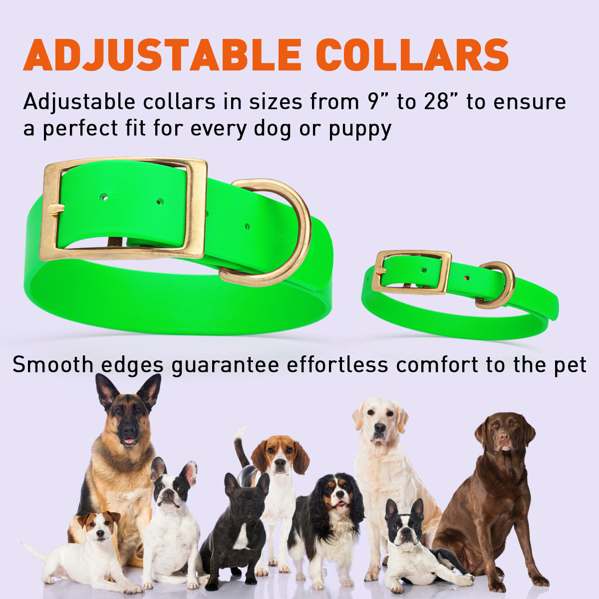 Viper Biothane Waterproof Dog Collar - Brass Hardware - Size M (15 to 18 inches)