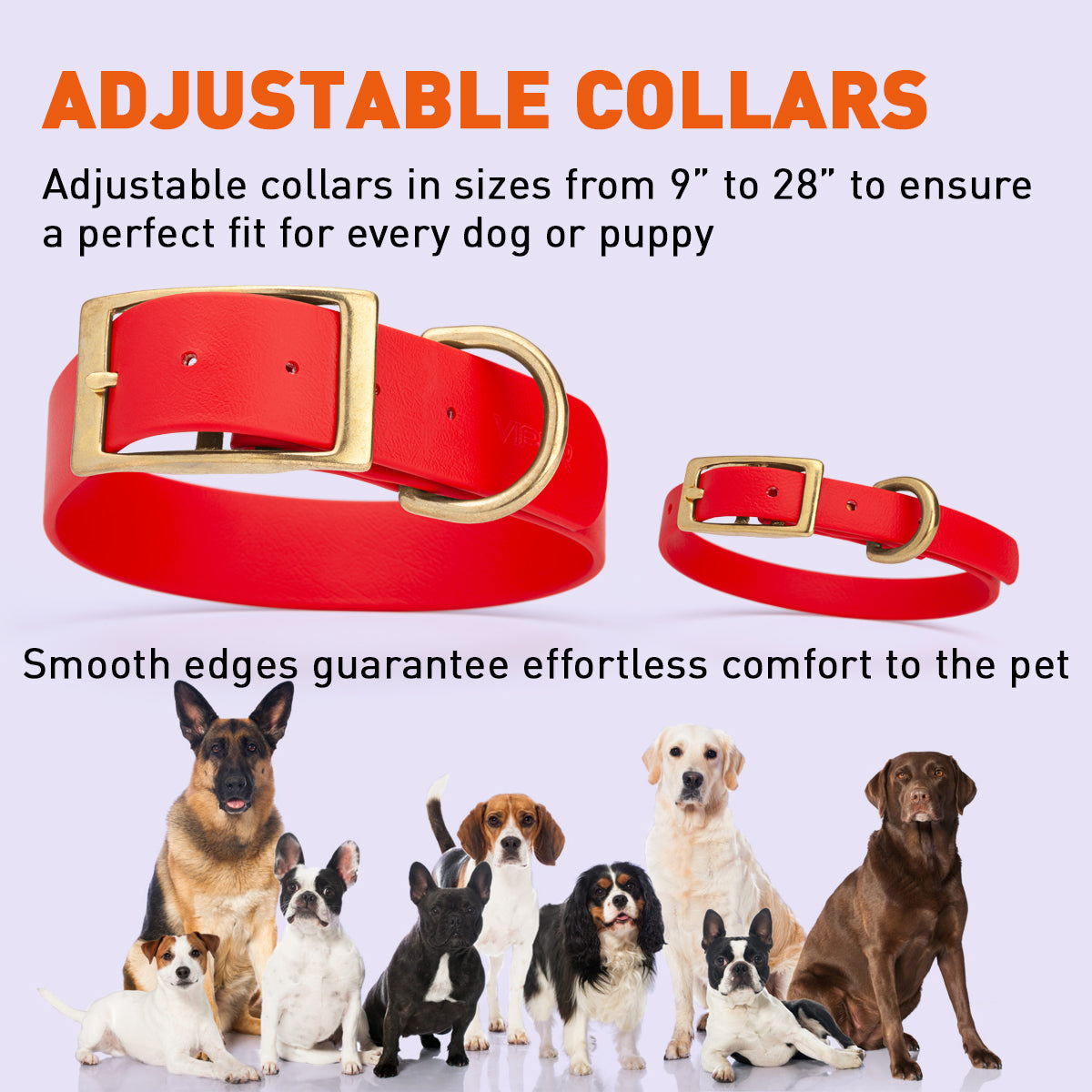 Viper Biothane Waterproof Dog Collar - Brass Hardware - Size XL (22 to 25 inches)