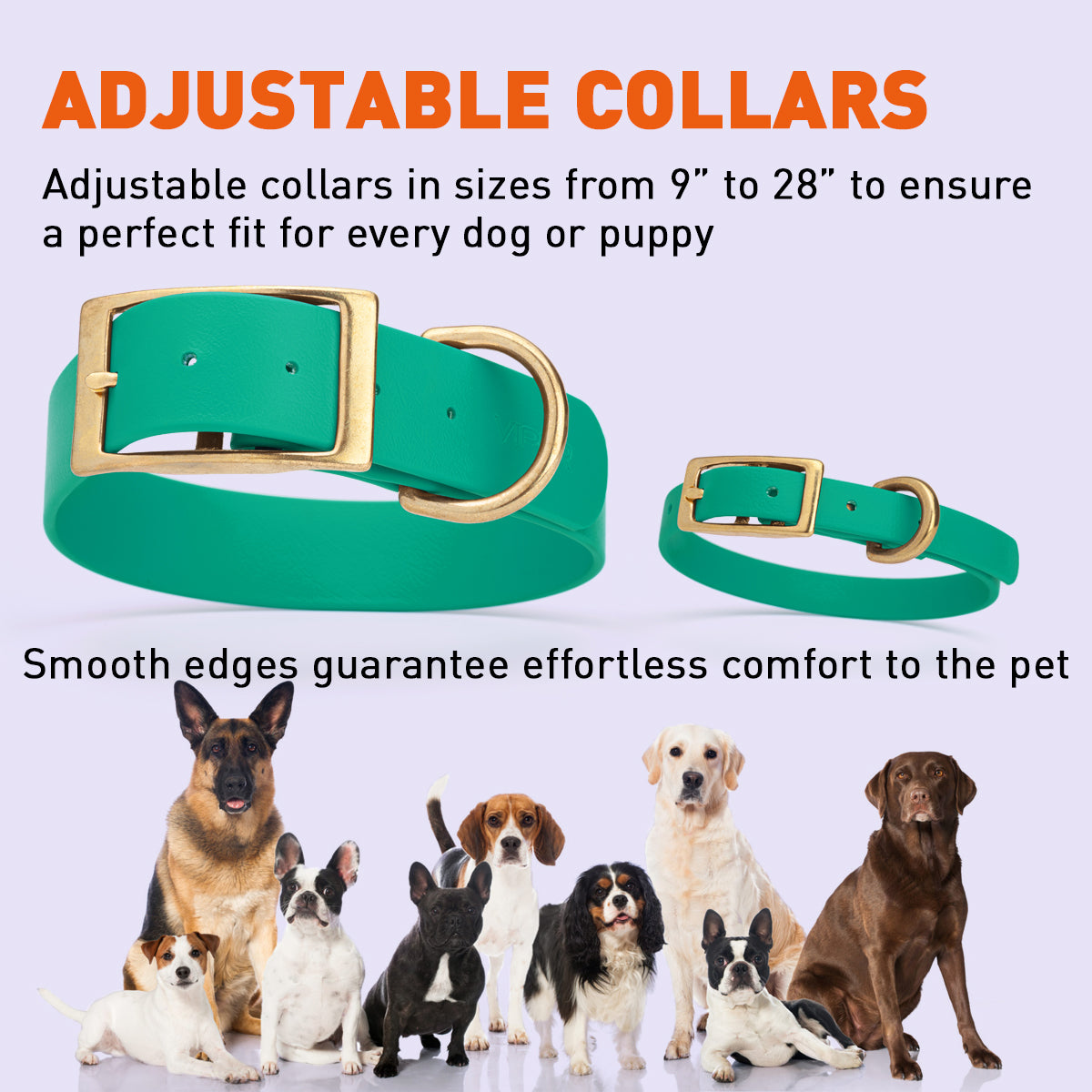 Viper Biothane Waterproof Dog Collar - Brass Hardware - Size L (18 to 22 inches)