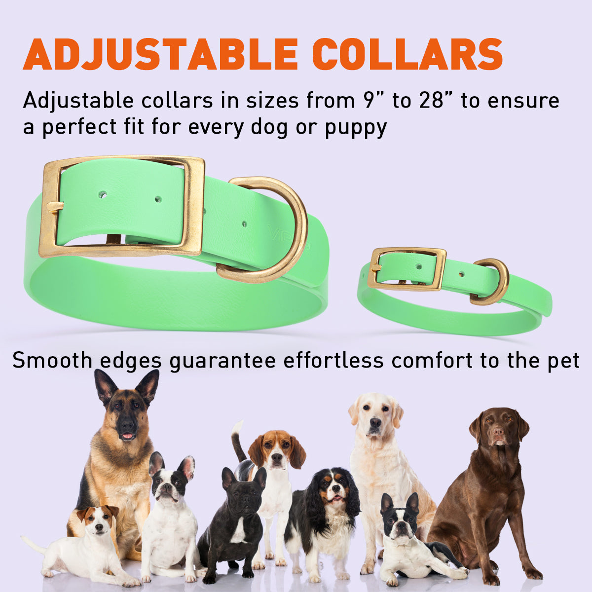 Viper Biothane Waterproof Dog Collar - Brass Hardware - 1.5in Wide, Size XXL (24 to 28 inches)