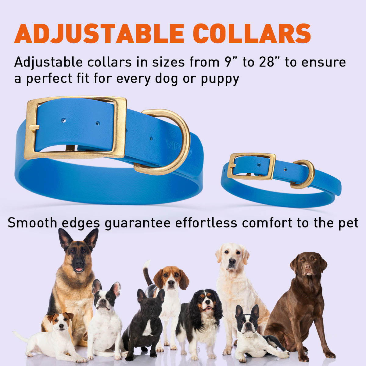 Viper Biothane Waterproof Dog Collar - Brass Hardware - 1.5in Wide, Size L (16 to 20 inches)