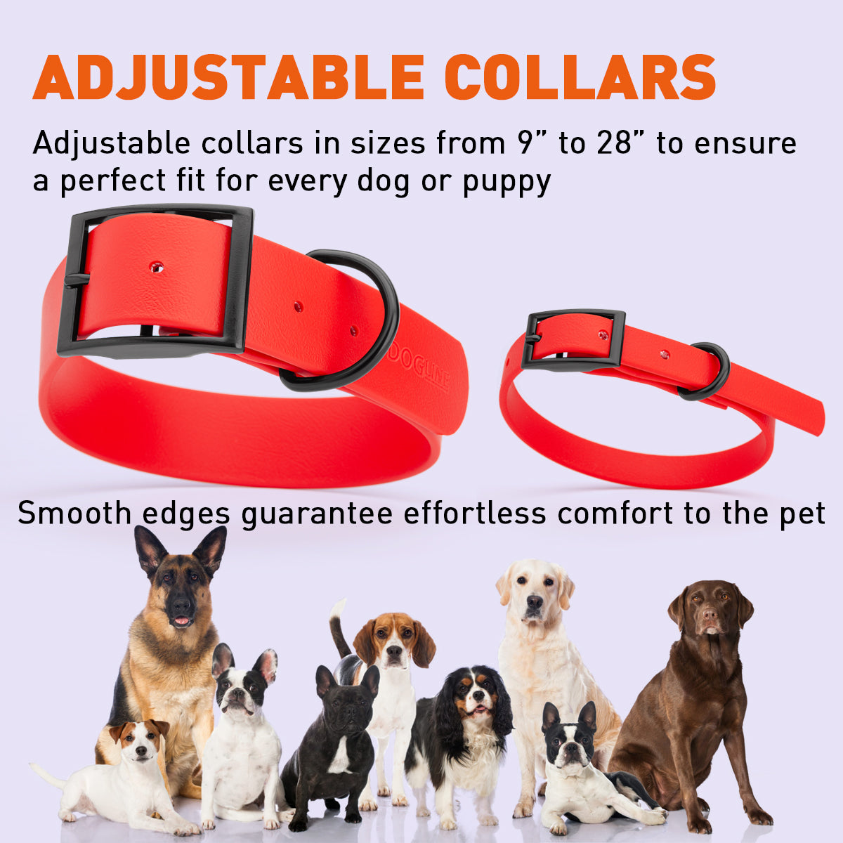Dogline Biothane Waterproof Dog Collar with Black Hardware - Size XL (22 to 25 inches)