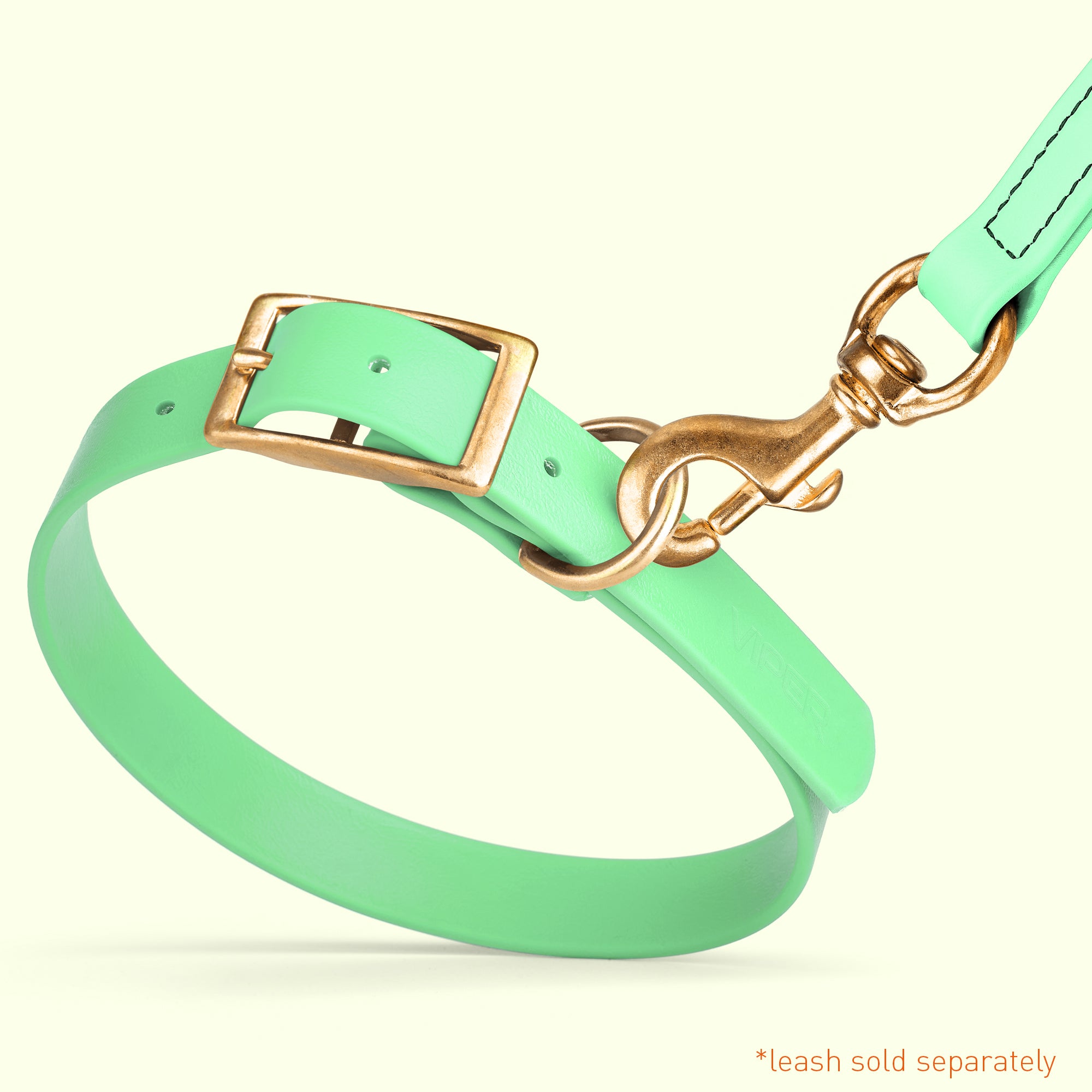 Viper Biothane Waterproof Dog Collar - Brass Hardware - 1.5in Wide, Size L (16 to 20 inches)