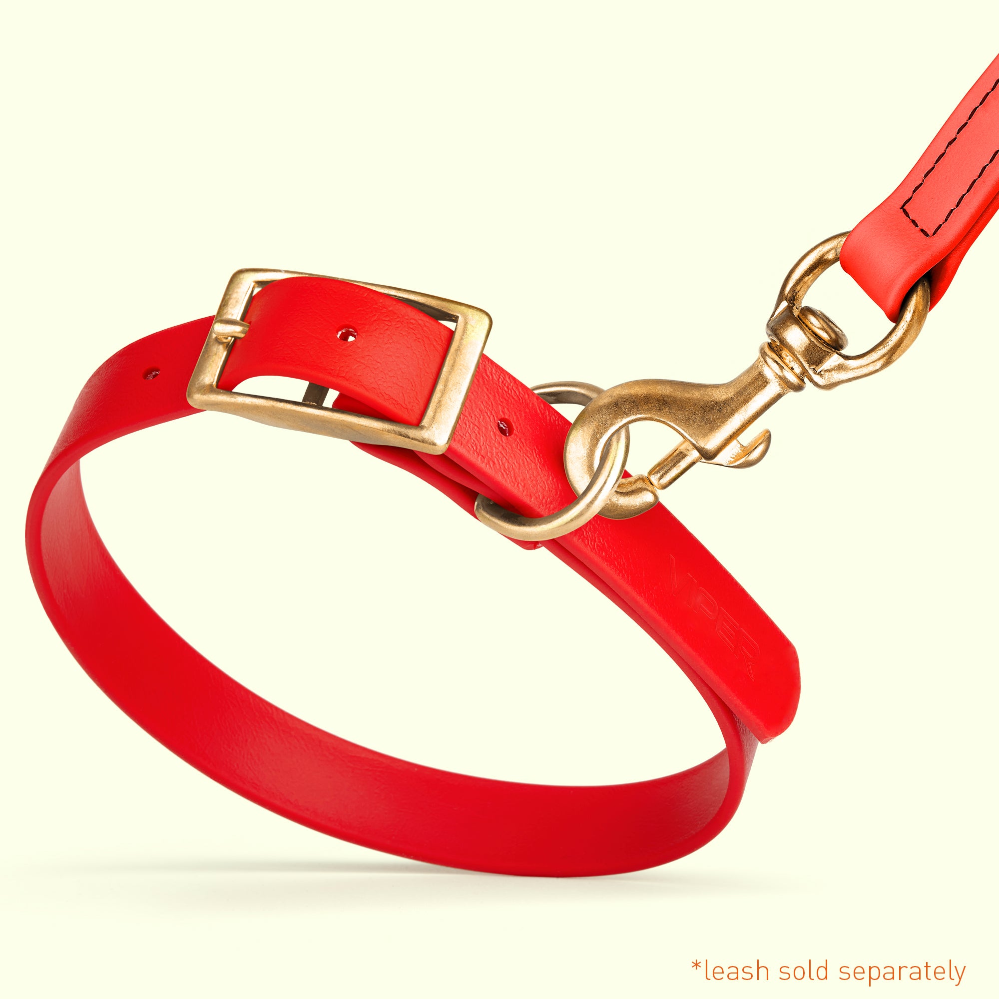 Viper Biothane Waterproof Dog Collar - Brass Hardware - Size S (12 to 15 inches)
