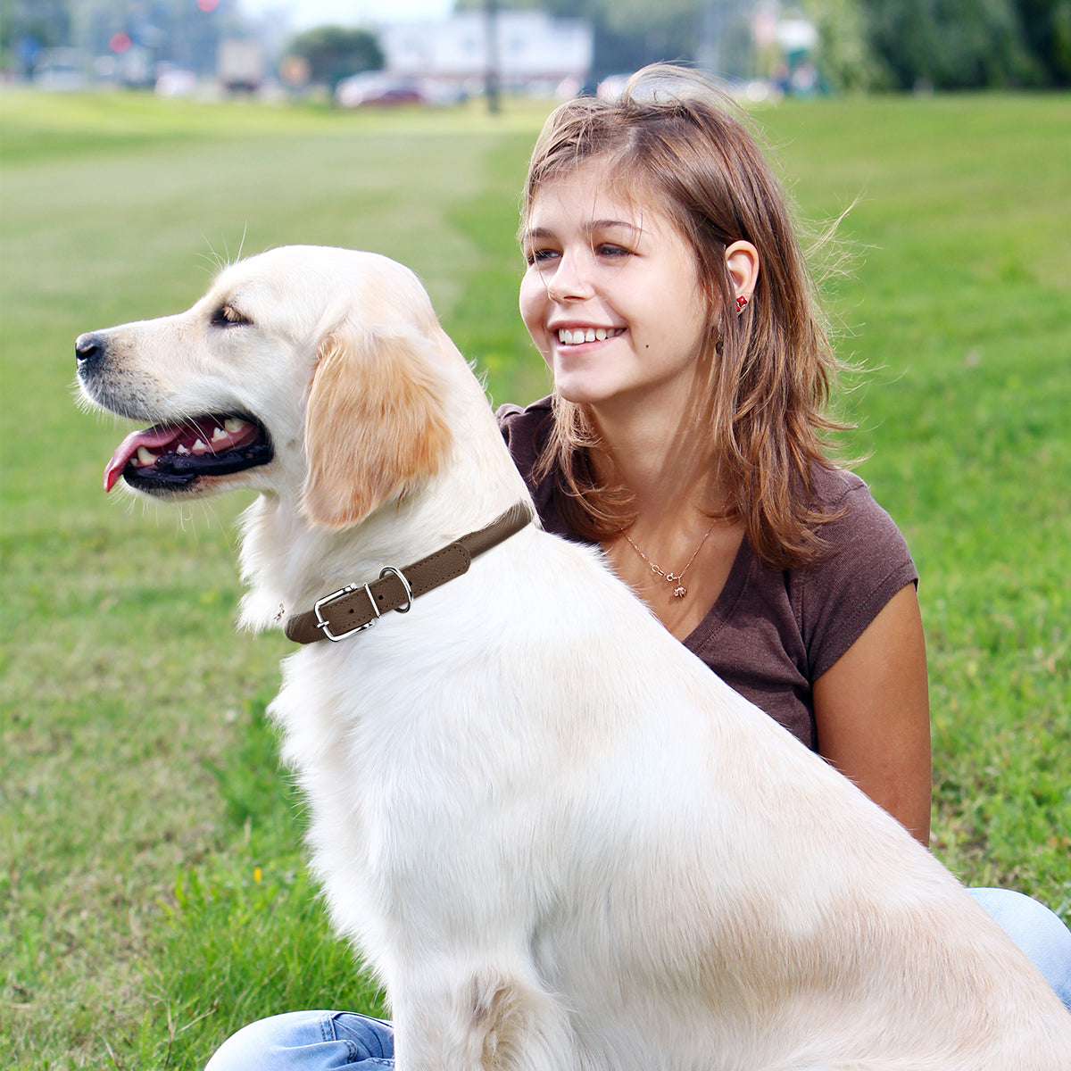Dogline Soft Leather Round Dog Collar