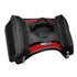 Black saddle bag for dog harness with hook and loop fastener, waste bag dispenser and loop backing for patch attachment