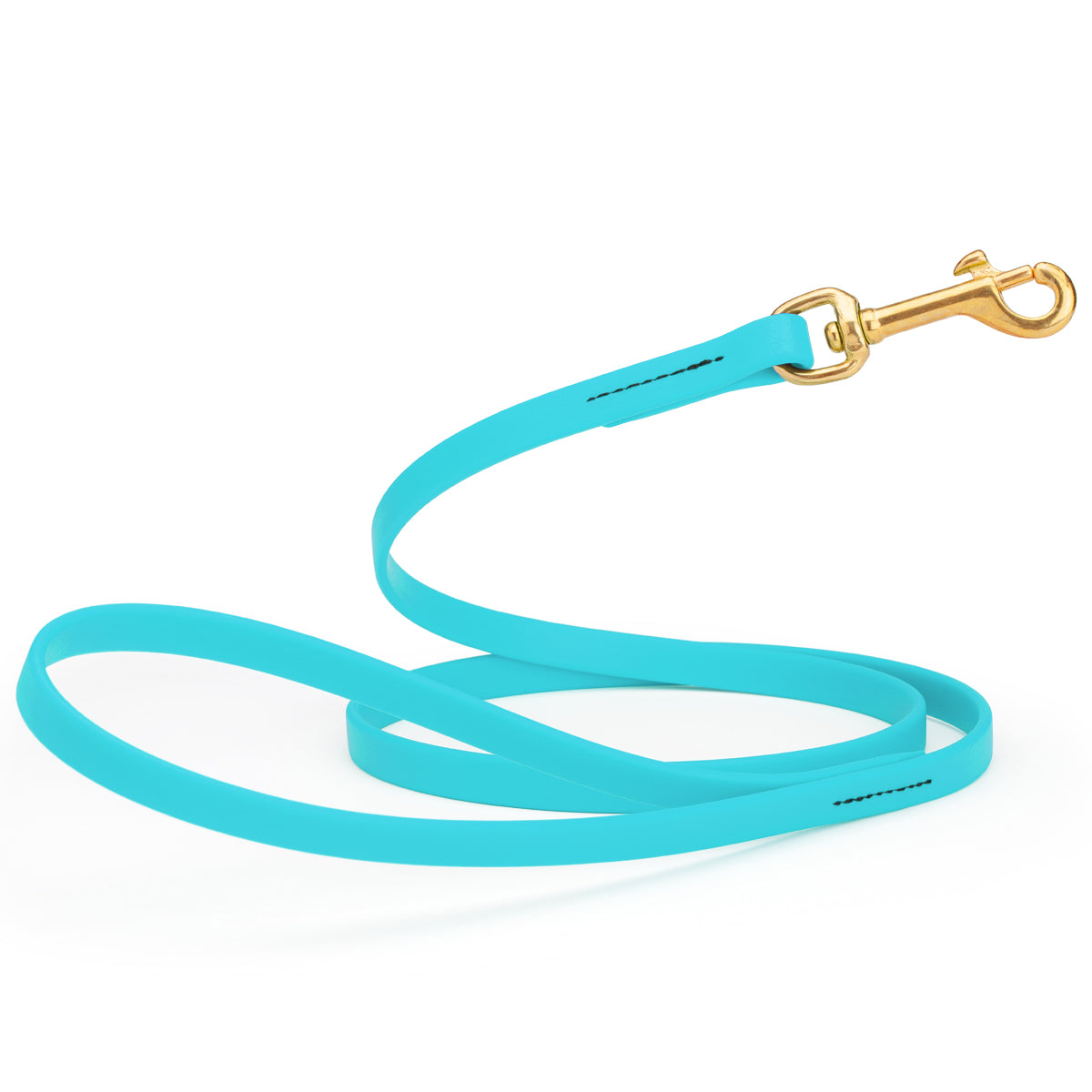 4ft dog leash made from waterproof Biothane, brass swivel clip, 1/2 inch wide, Sky Blue
