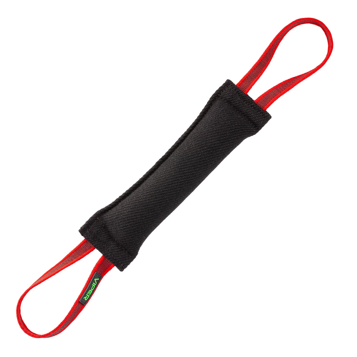 12in black tug toy for dogs with two handles, made from French Linen