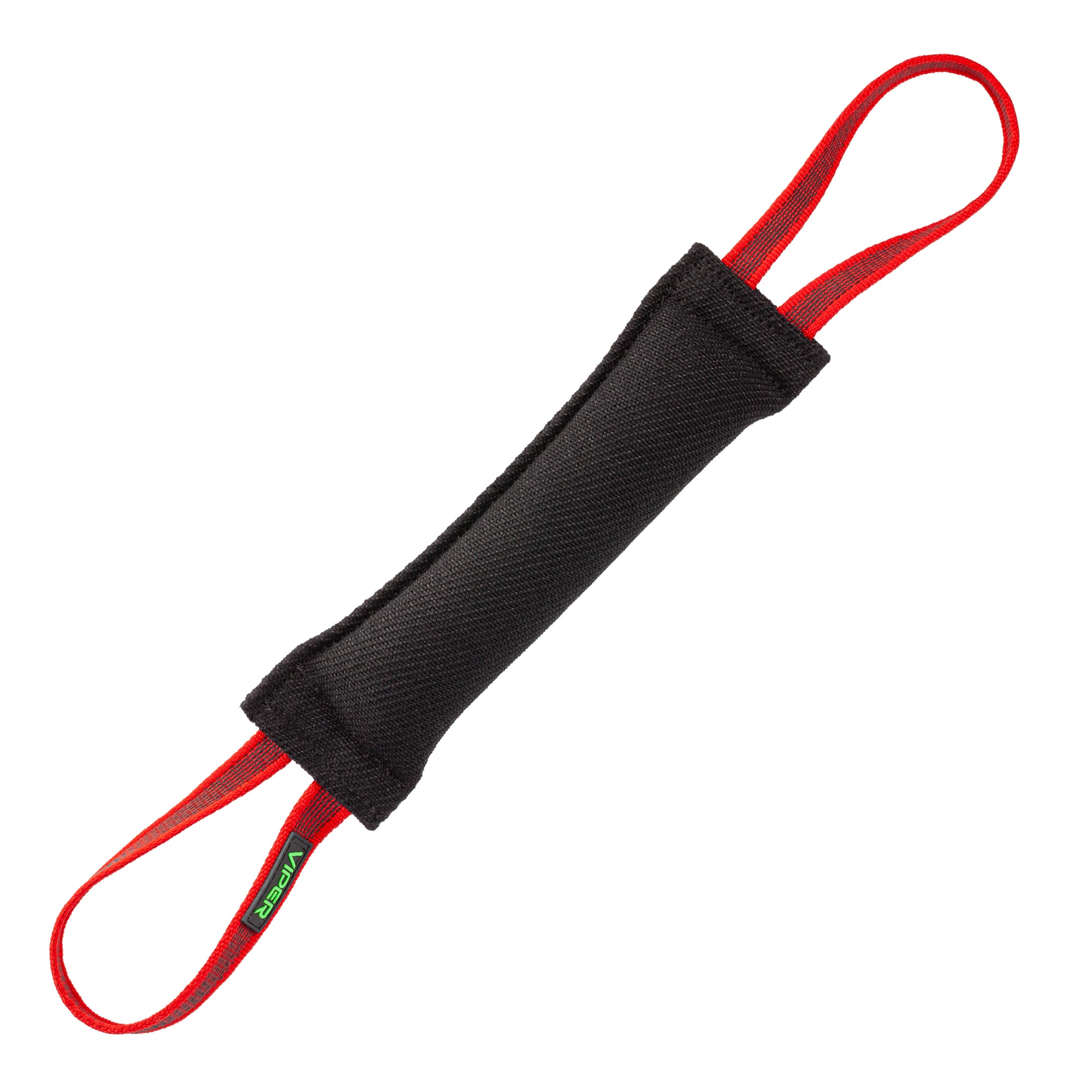 12in black tug toy for dogs with two handles, made from French Linen