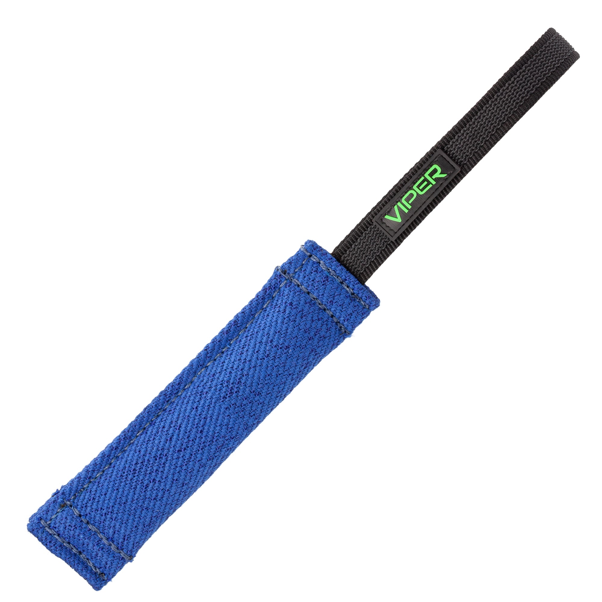 8 inches blue tug toy for dogs with one handle, made from French Linen