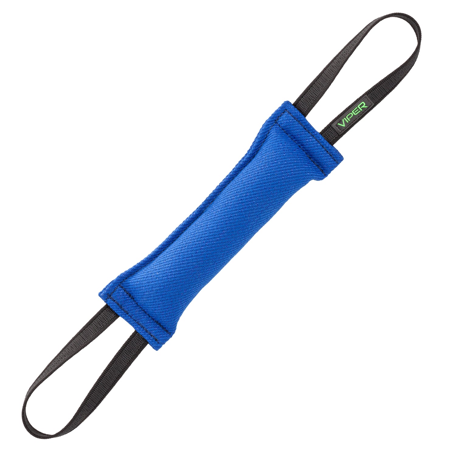 12in blue tug toy for dogs with two handles, made from French Linen