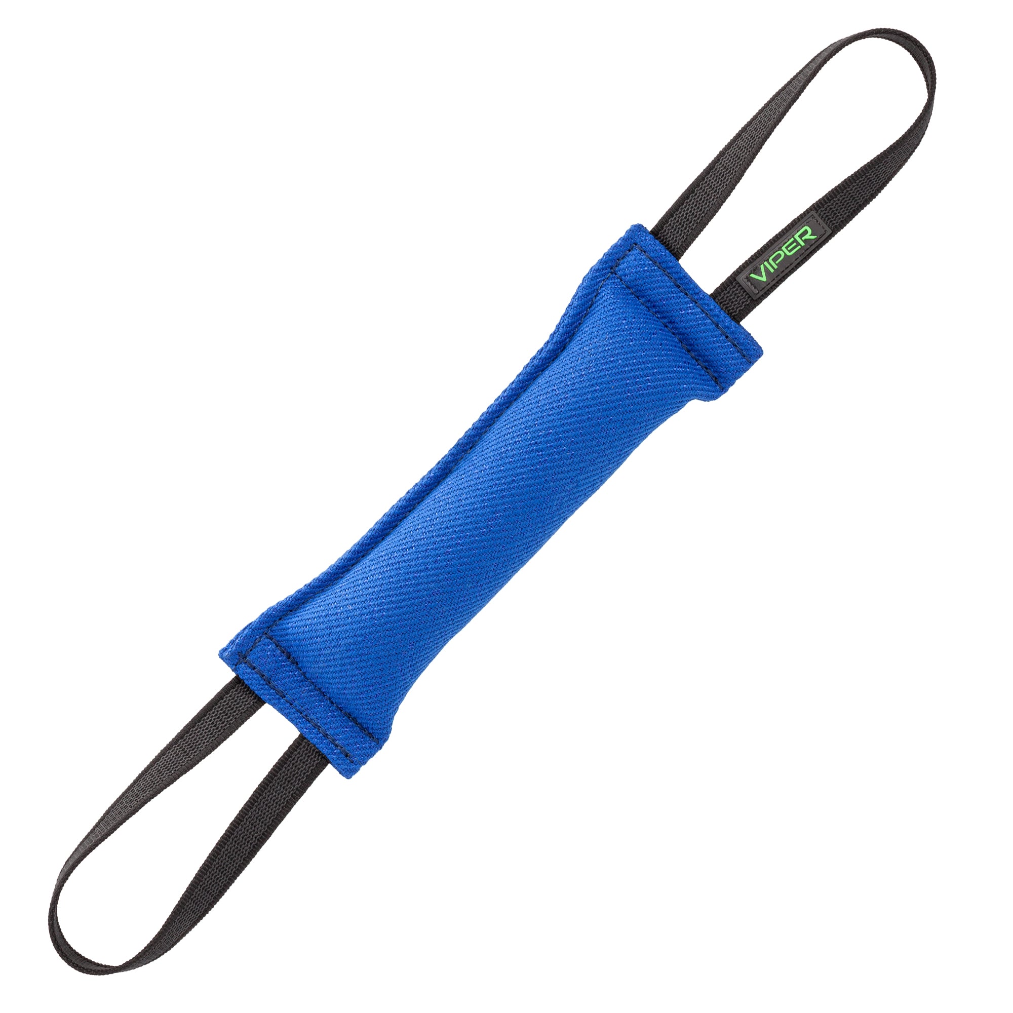 12in blue tug toy for dogs with two handles, made from French Linen