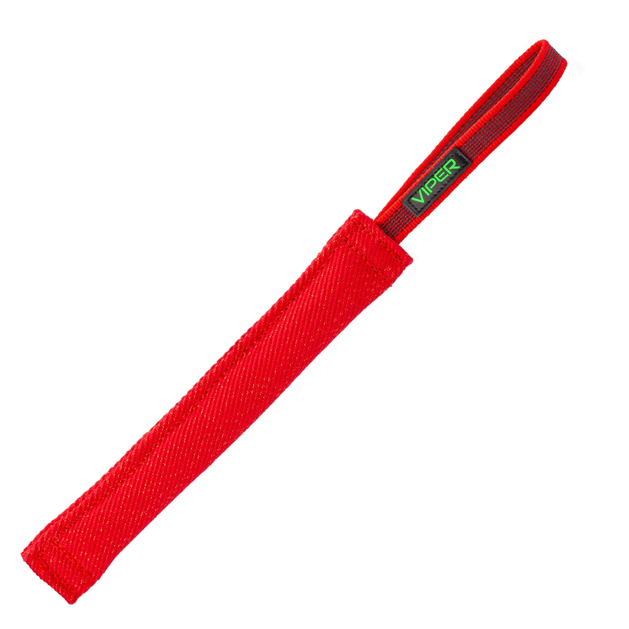 12-inch dog tug toy with one handle, red, made from French Linen