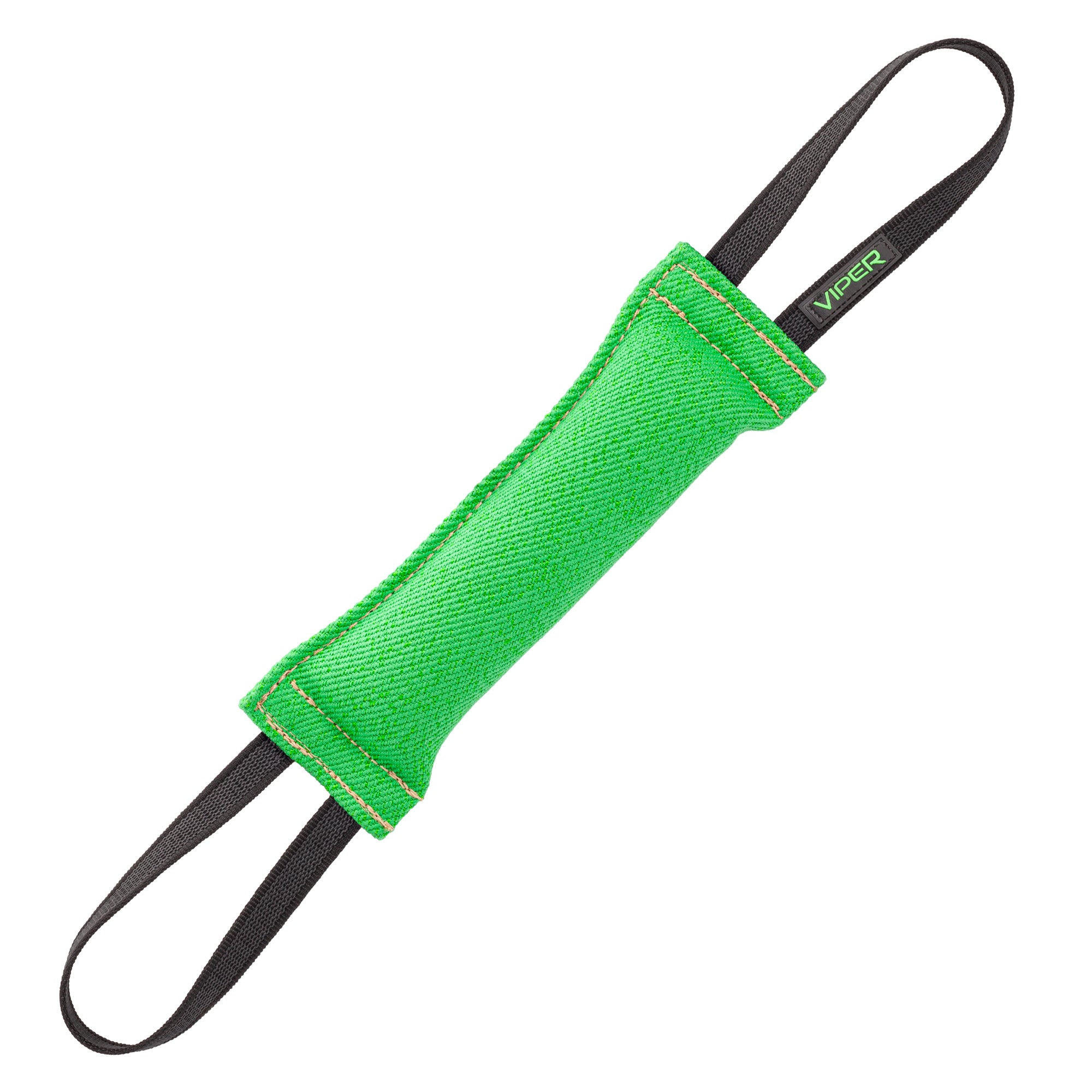 12in green tug toy for dogs with two handles, made from French Linen