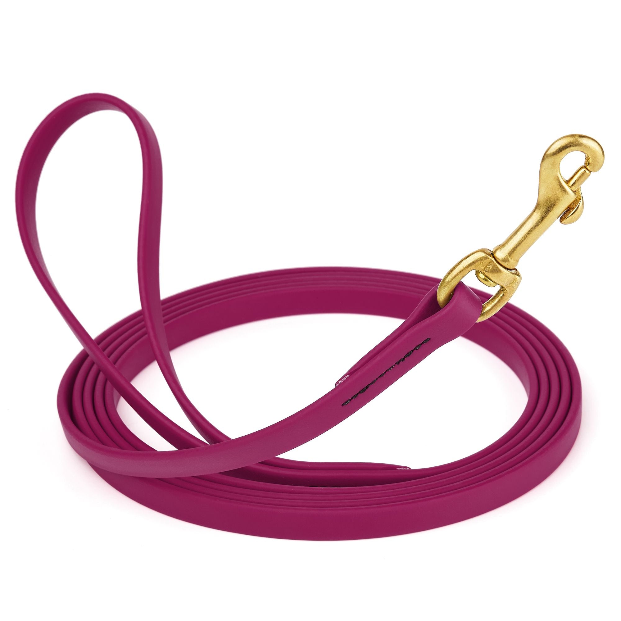 15 ft Magenta Pink dog leash with brass clip, made from waterproof Biothane, width 1/2 inch