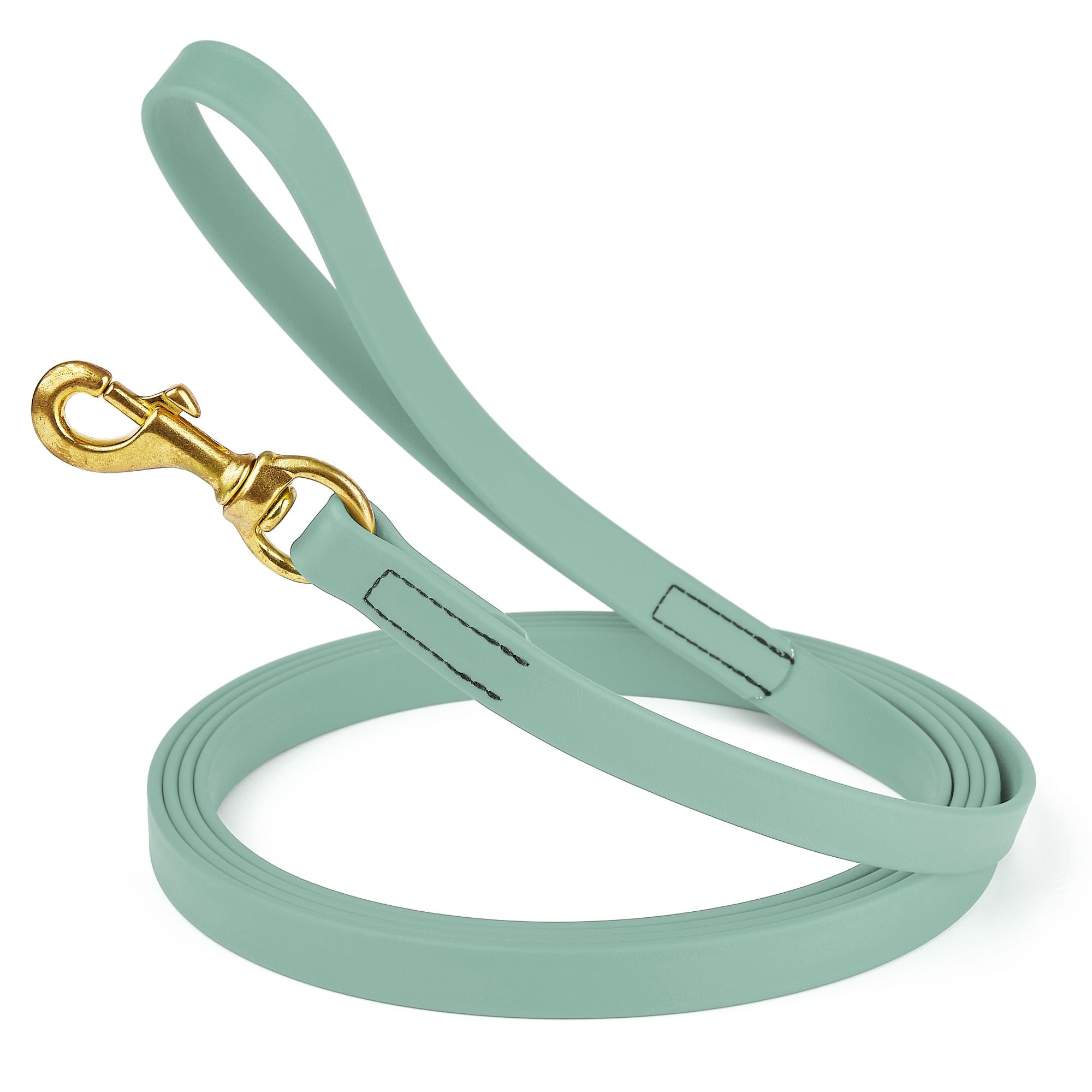 15ft waterproof dog leash with brass swivel clip, made from Biothane, width 3/4 inch, Sage Green