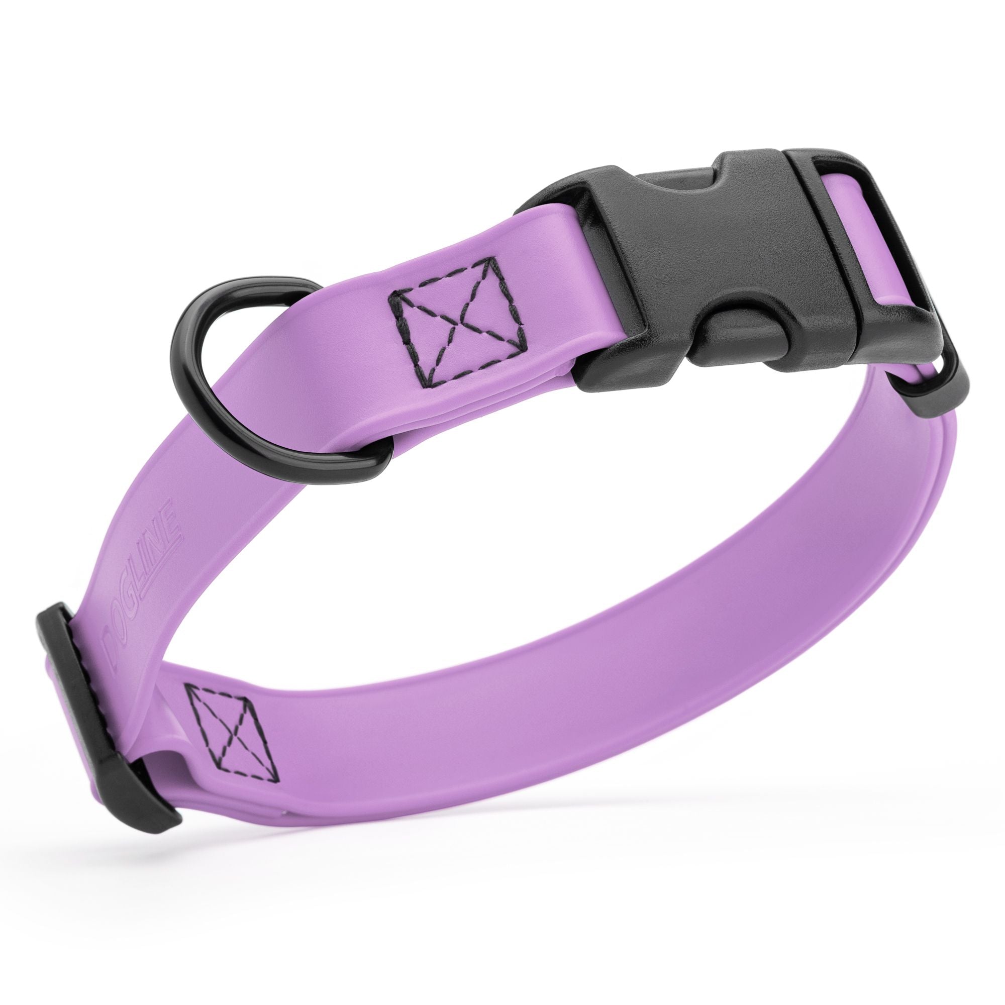 Amethyst purple waterproof dog collar made from Biothane with black quick release buckle and D-ring, adjustable