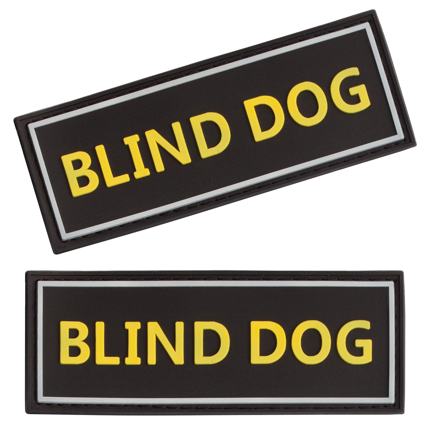 Blind Dog rubber patches for dog harness, vest or dog collar, hook and loop fastener type, set of two