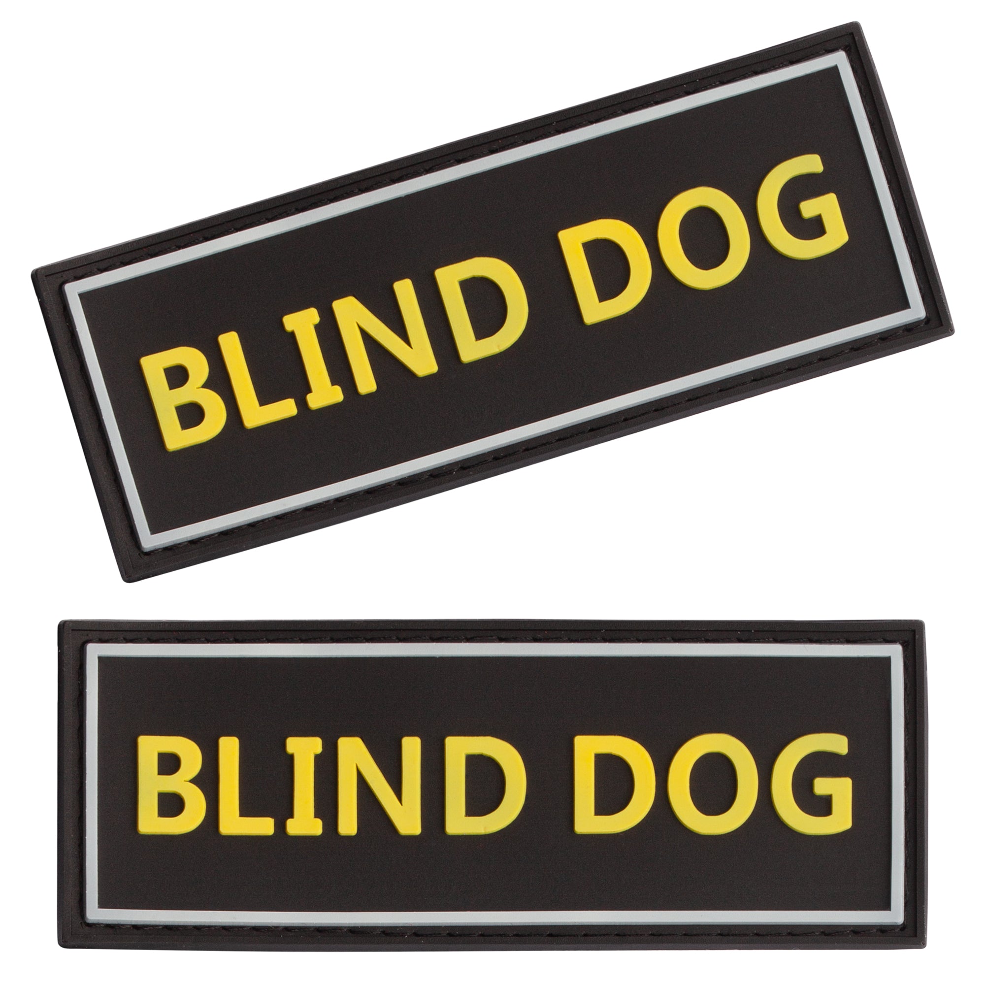 Blind Dog rubber patches for dog harness, vest or dog collar, hook and loop fastener type, set of two