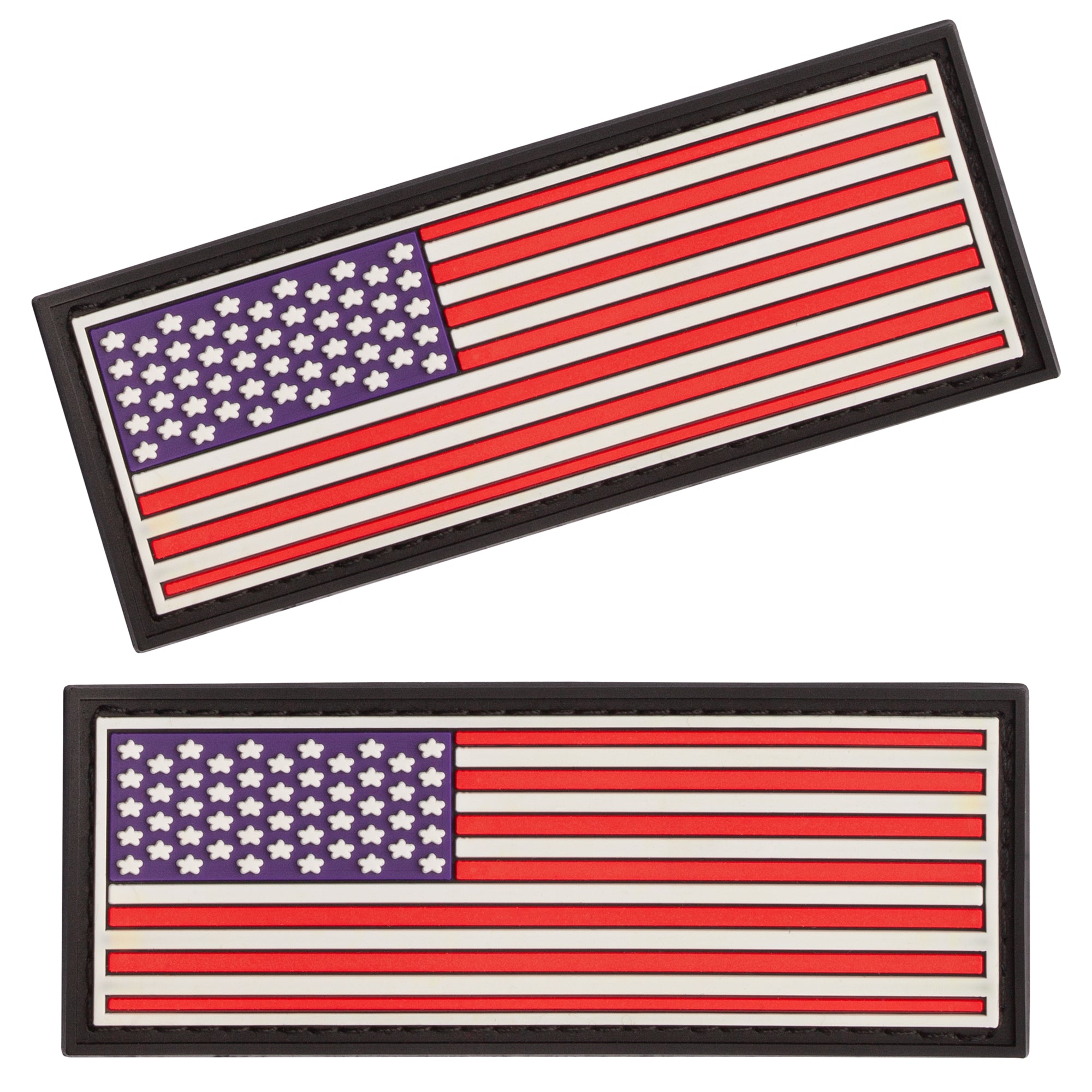 American Flag rubber patches for dog harness, vest or dog collar, hook and loop fastener type, set of two